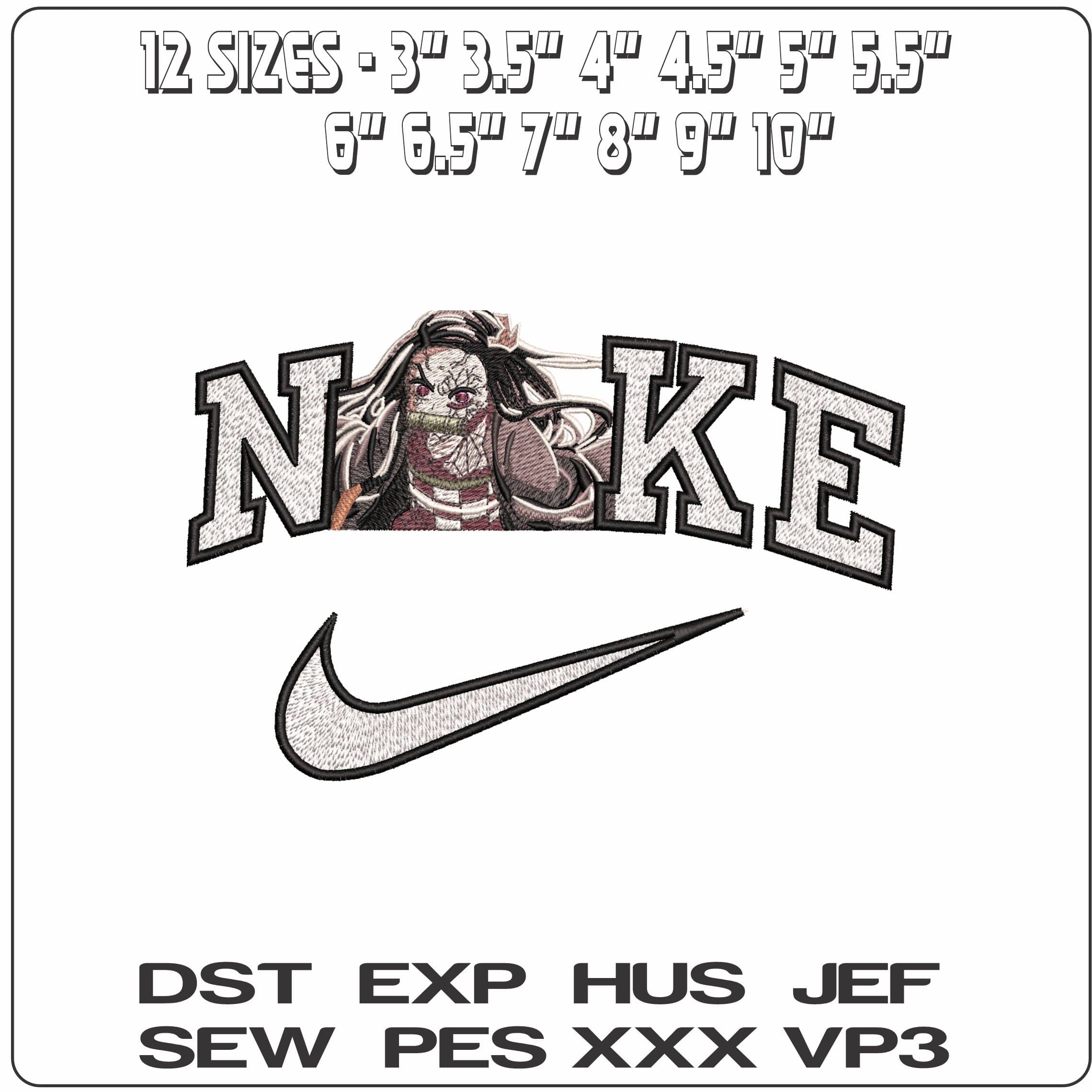 Nike Nezuko Kamado Torso Demon Slayer Anime- Elegant embroidery design file - instant download — view 2