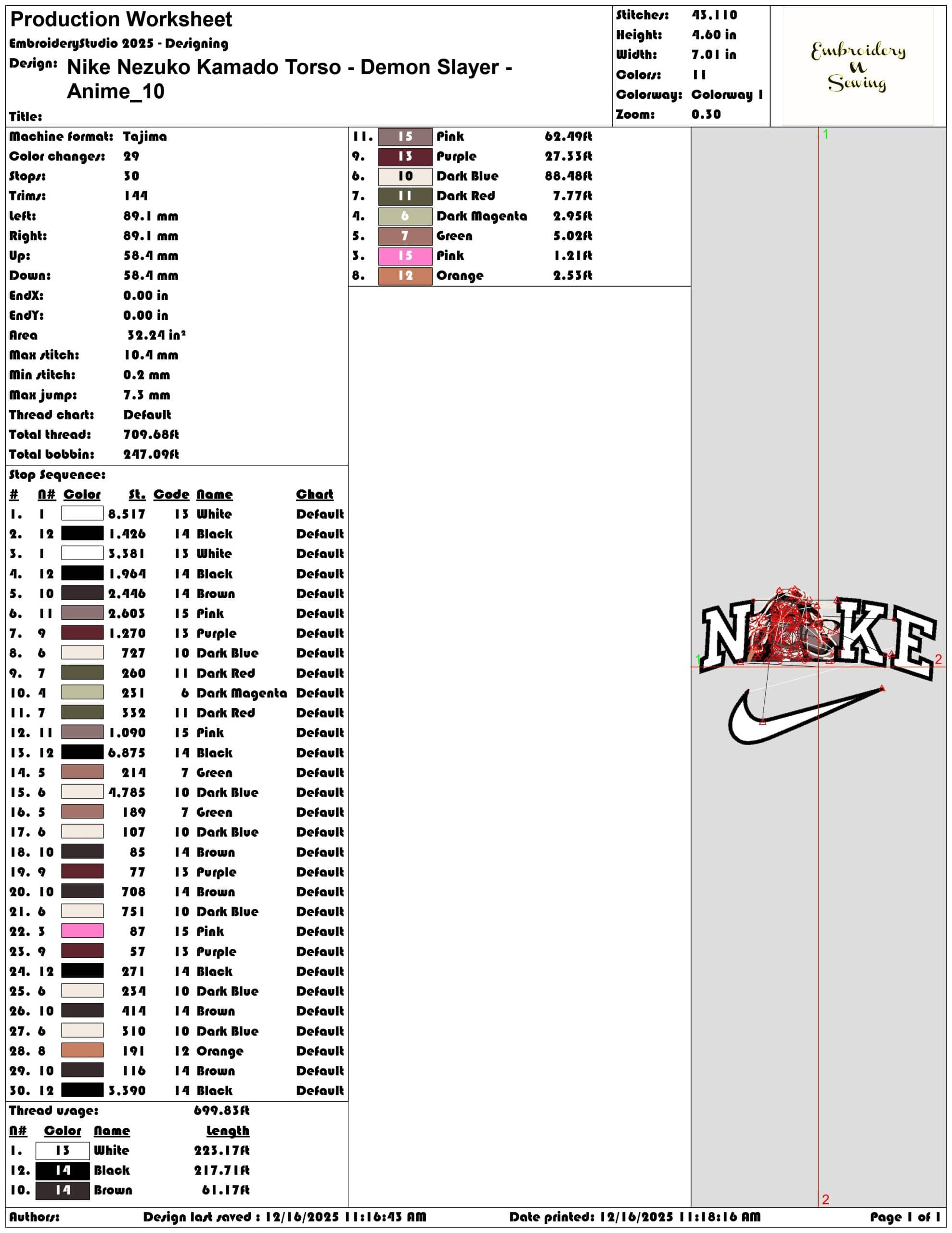 Nike Nezuko Kamado Torso Demon Slayer Anime- Elegant embroidery design file - instant download — view 3
