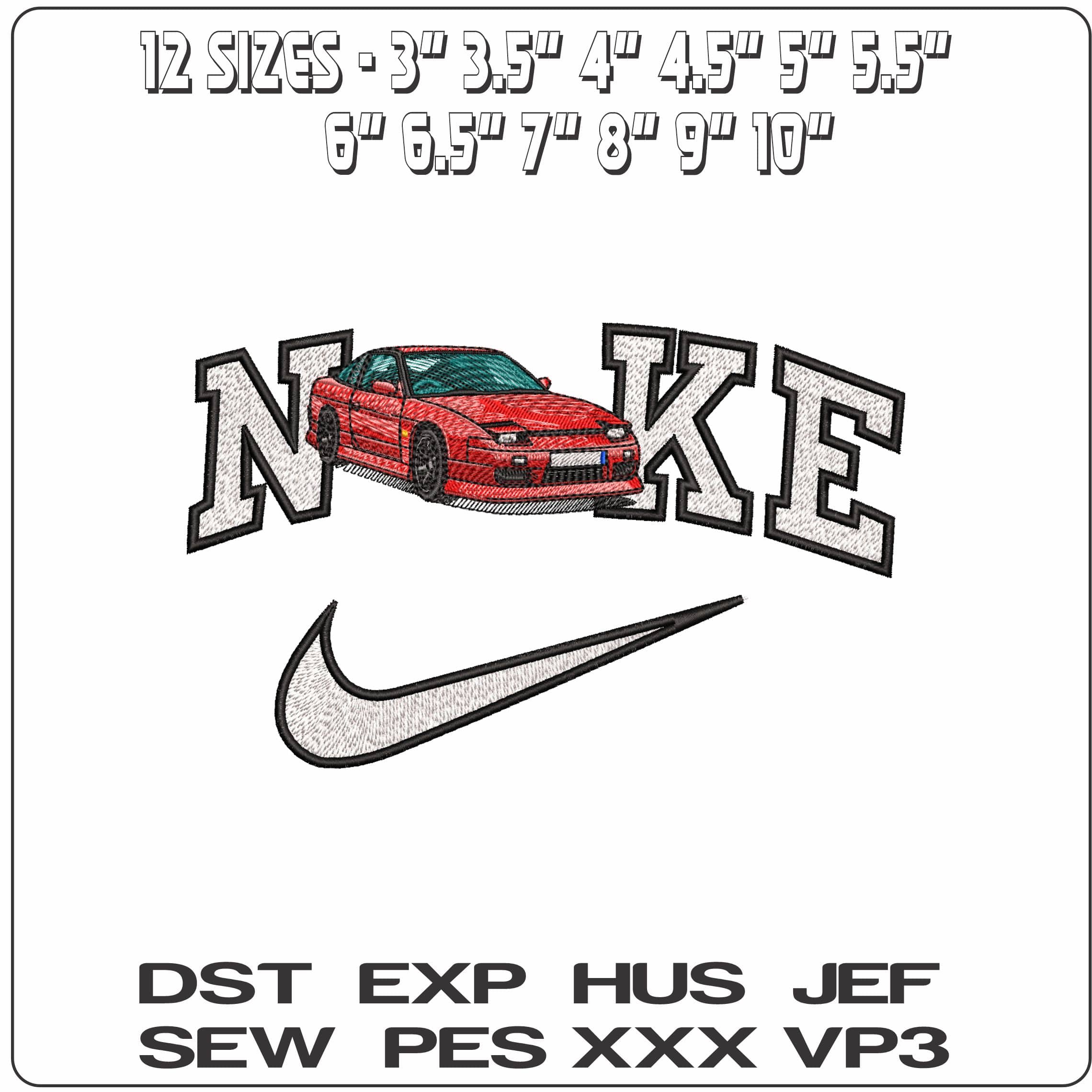 Nike Nissan 180SX- Elegant embroidery design file - instant download — view 2