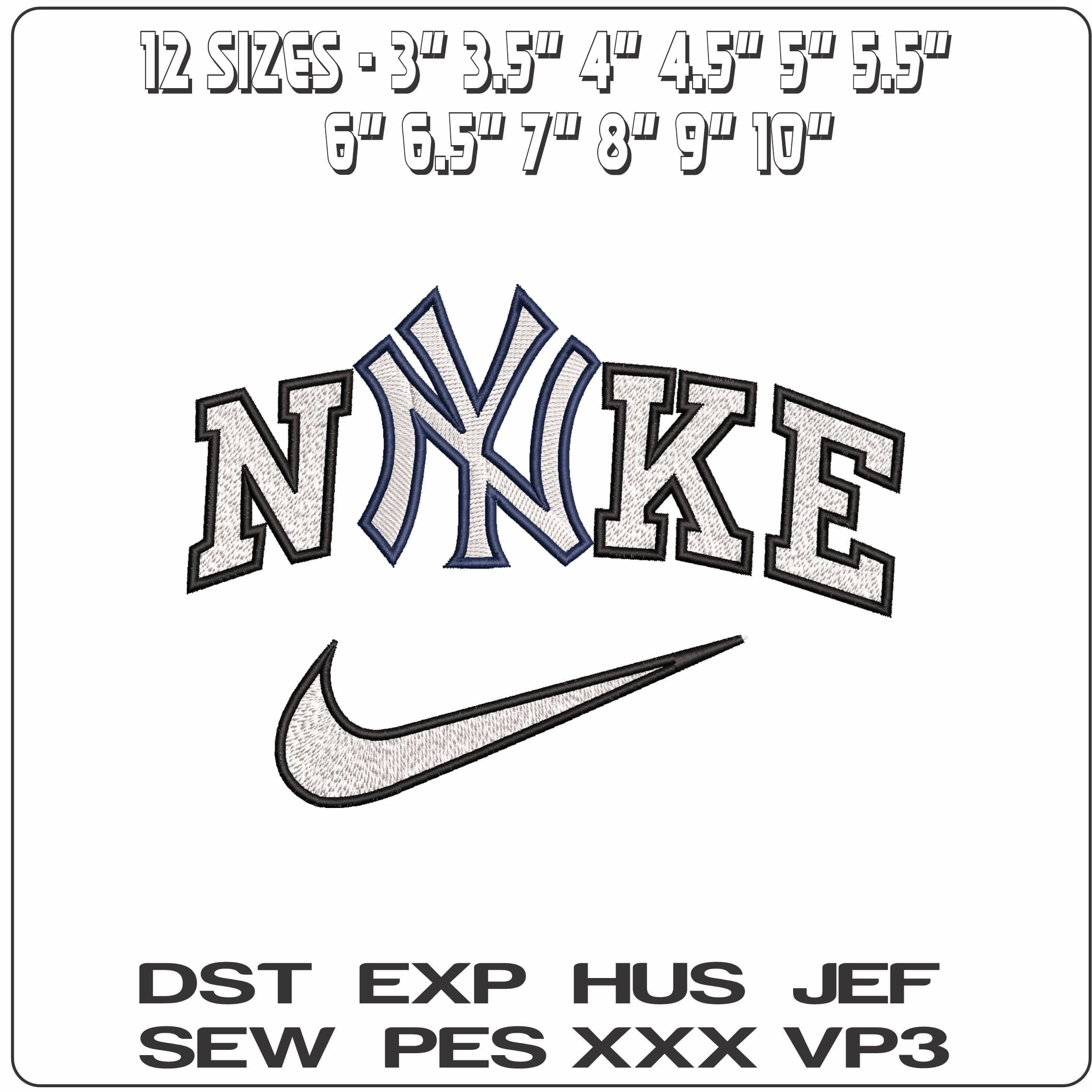 Nike NY- Elegant embroidery design file - instant download — view 2