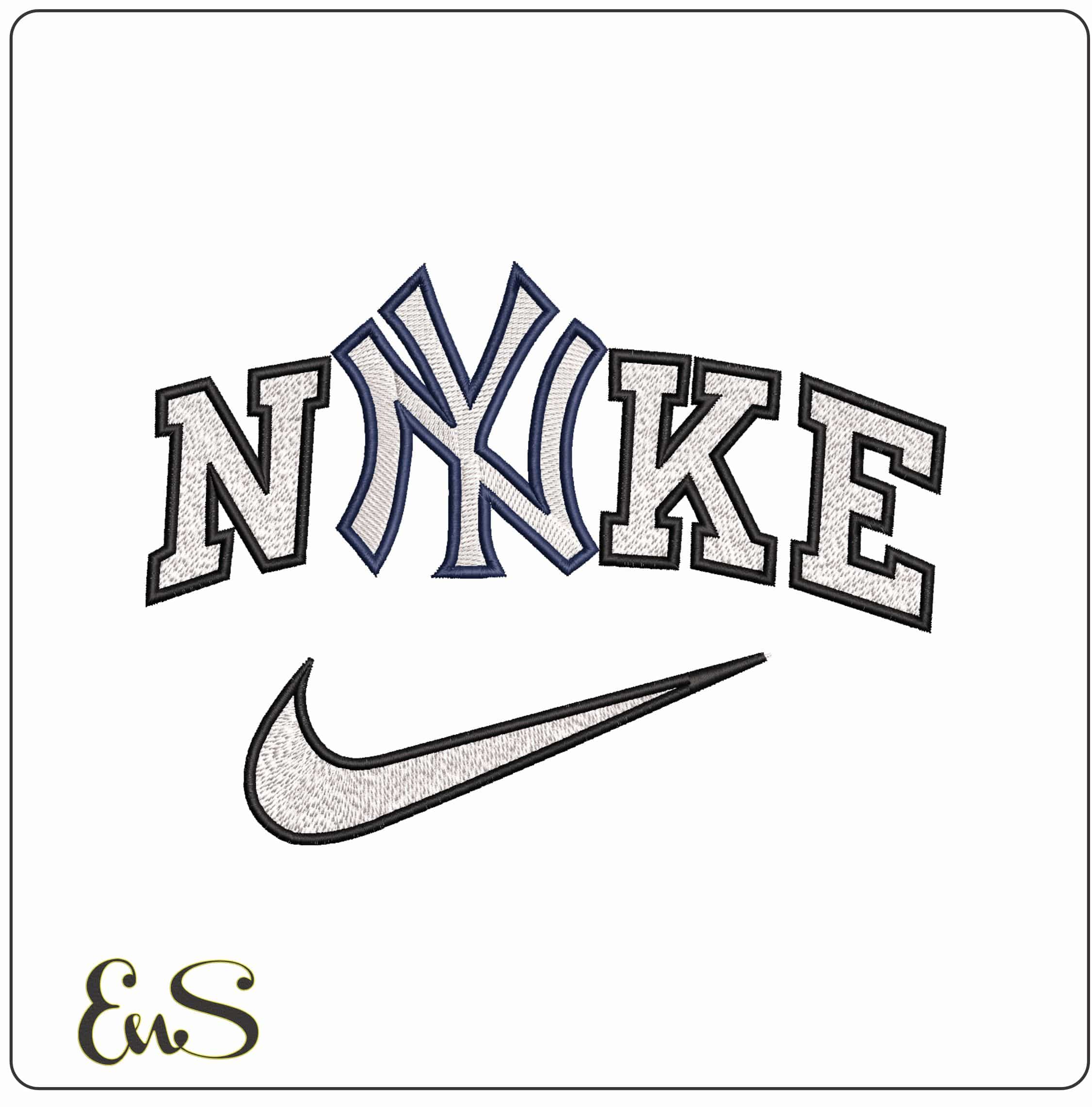 Nike NY- Elegant embroidery design file - instant download