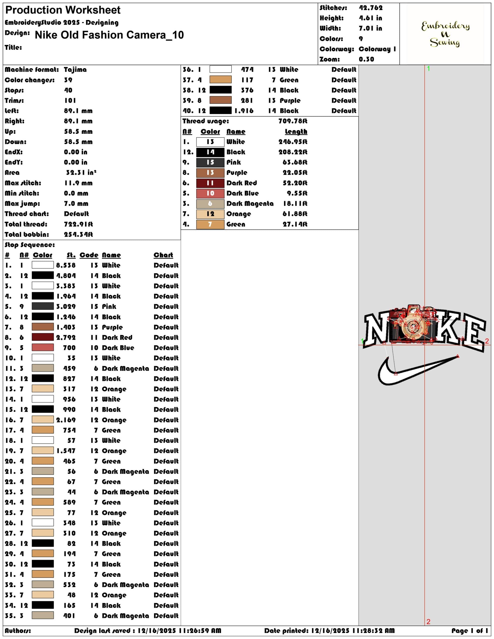 Nike Old Fashion Camera- Elegant embroidery design file - instant download — view 3