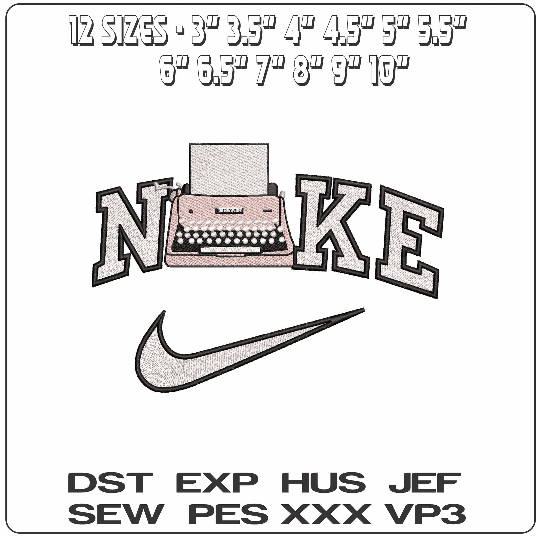 Nike Old Fashion Typewriter- Elegant embroidery design file - instant download — view 2