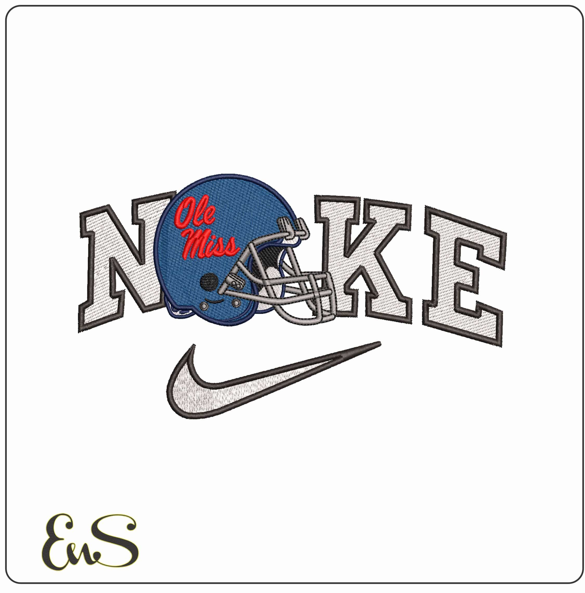 Nike Ole Miss Helmet- Elegant embroidery design file - instant download
