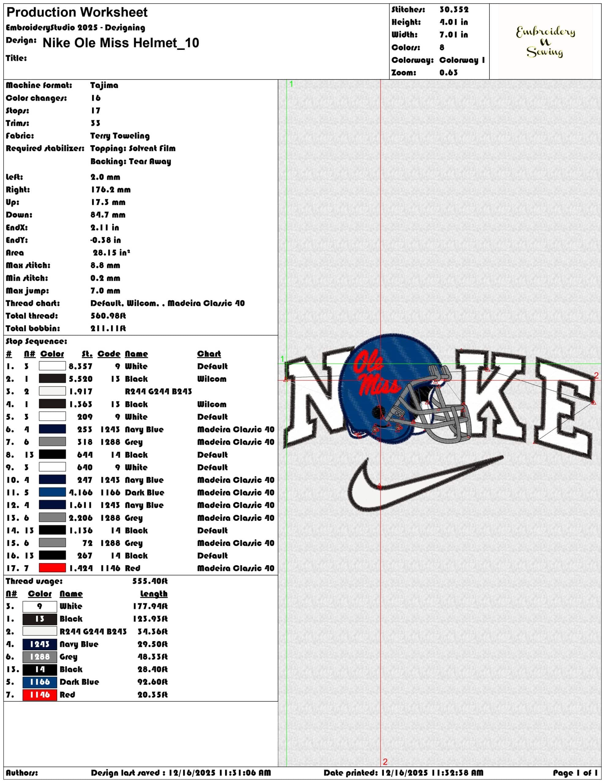 Nike Ole Miss Helmet- Elegant embroidery design file - instant download — view 3