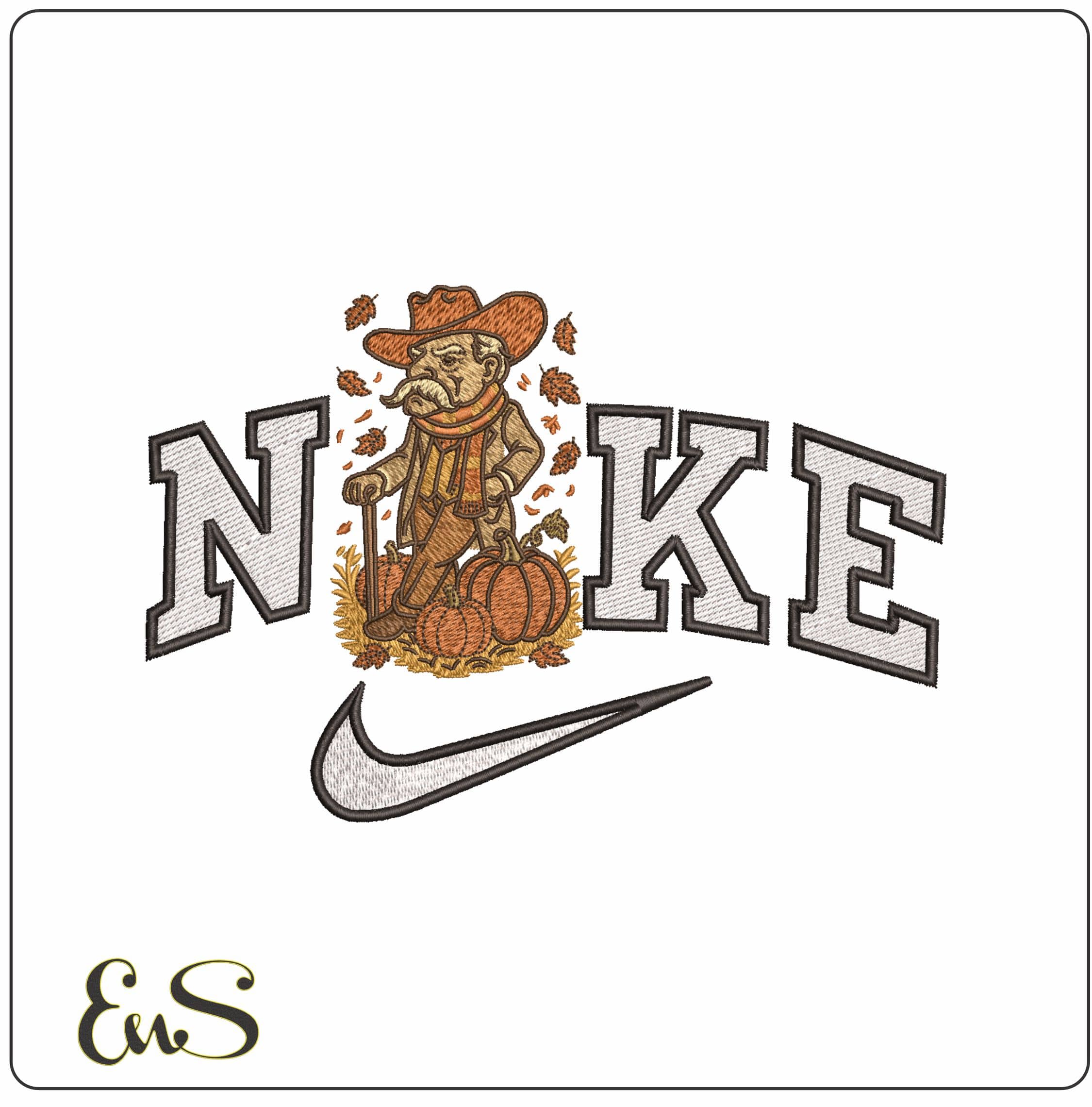 Nike Ole Miss Rebel Autumn- Elegant embroidery design file - instant download
