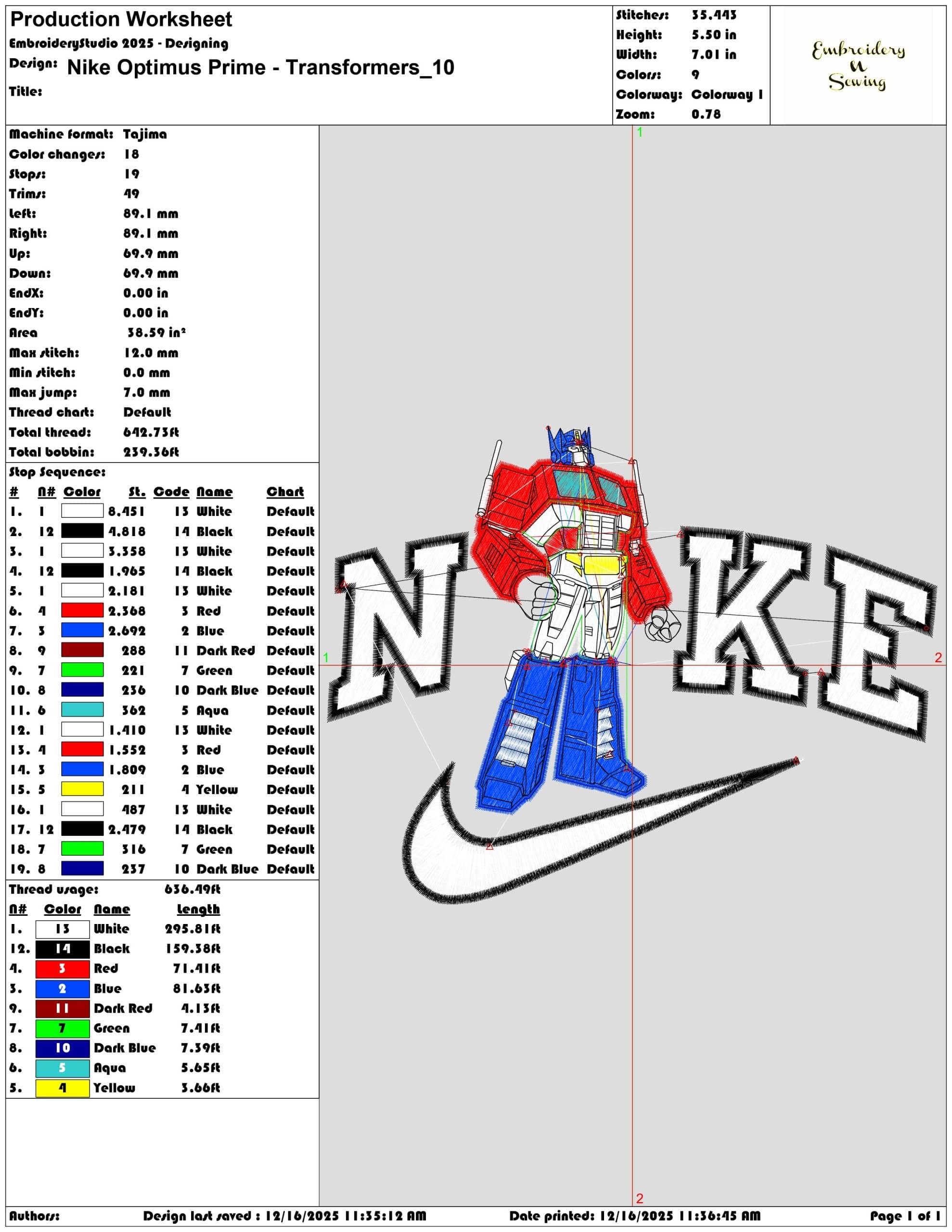 Nike Optimus Prime Transformers- Elegant embroidery design file - instant download — view 3