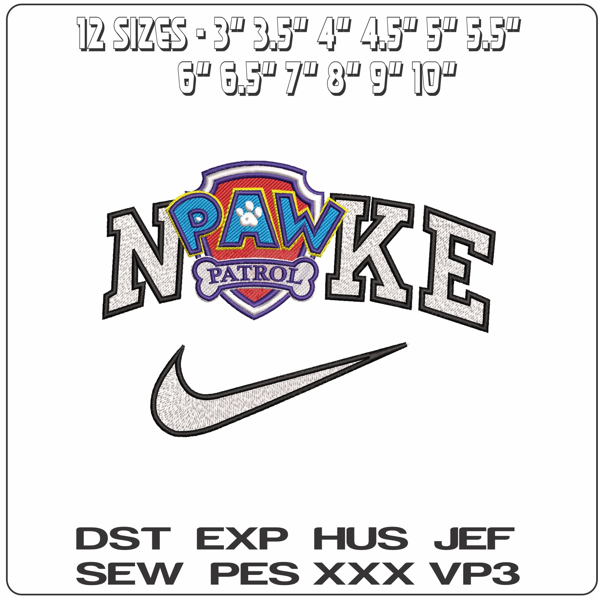 Nike Paw Patrol Logo- Elegant embroidery design file - instant download — view 2