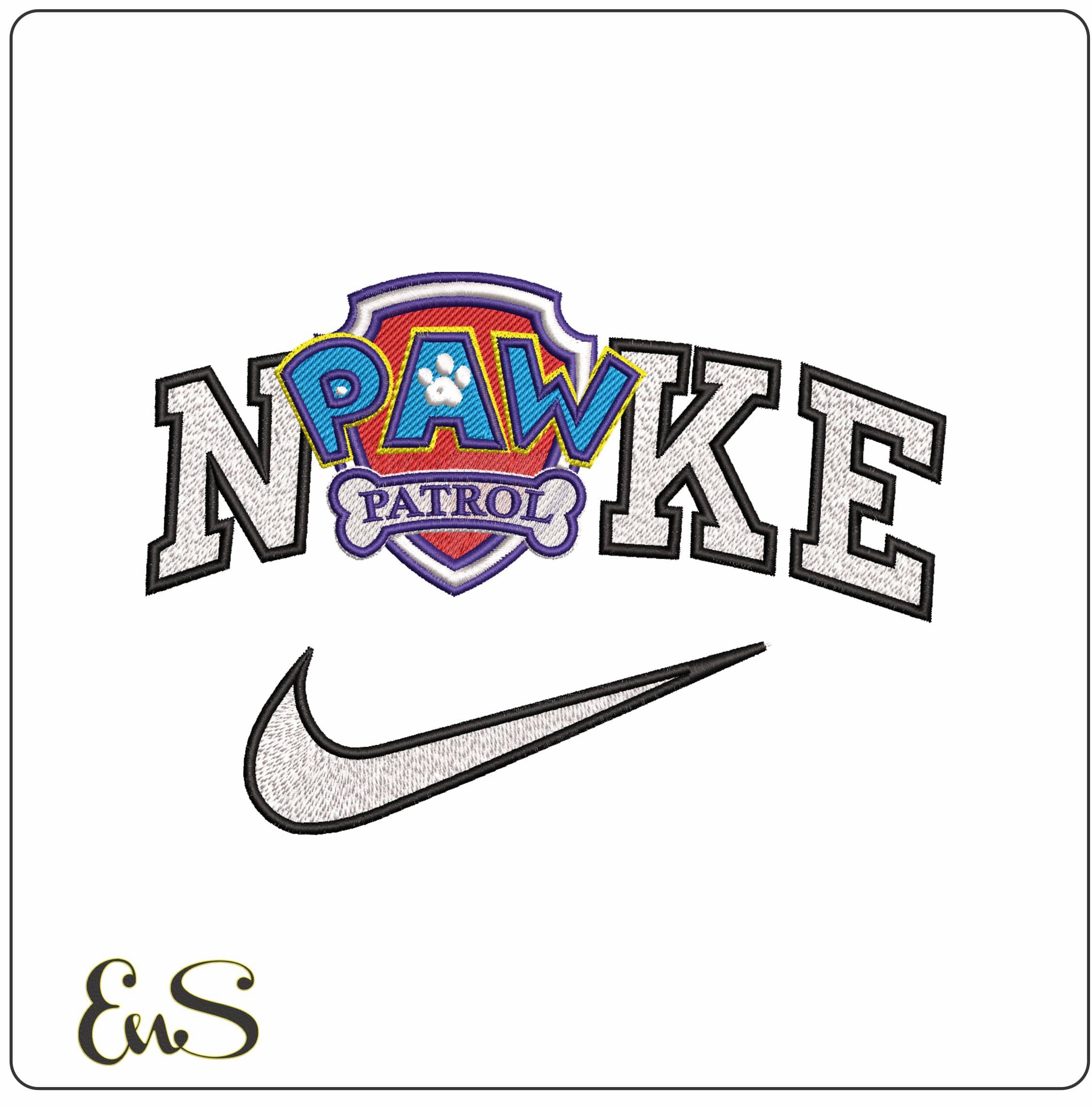 Nike Paw Patrol Logo- Elegant embroidery design file - instant download