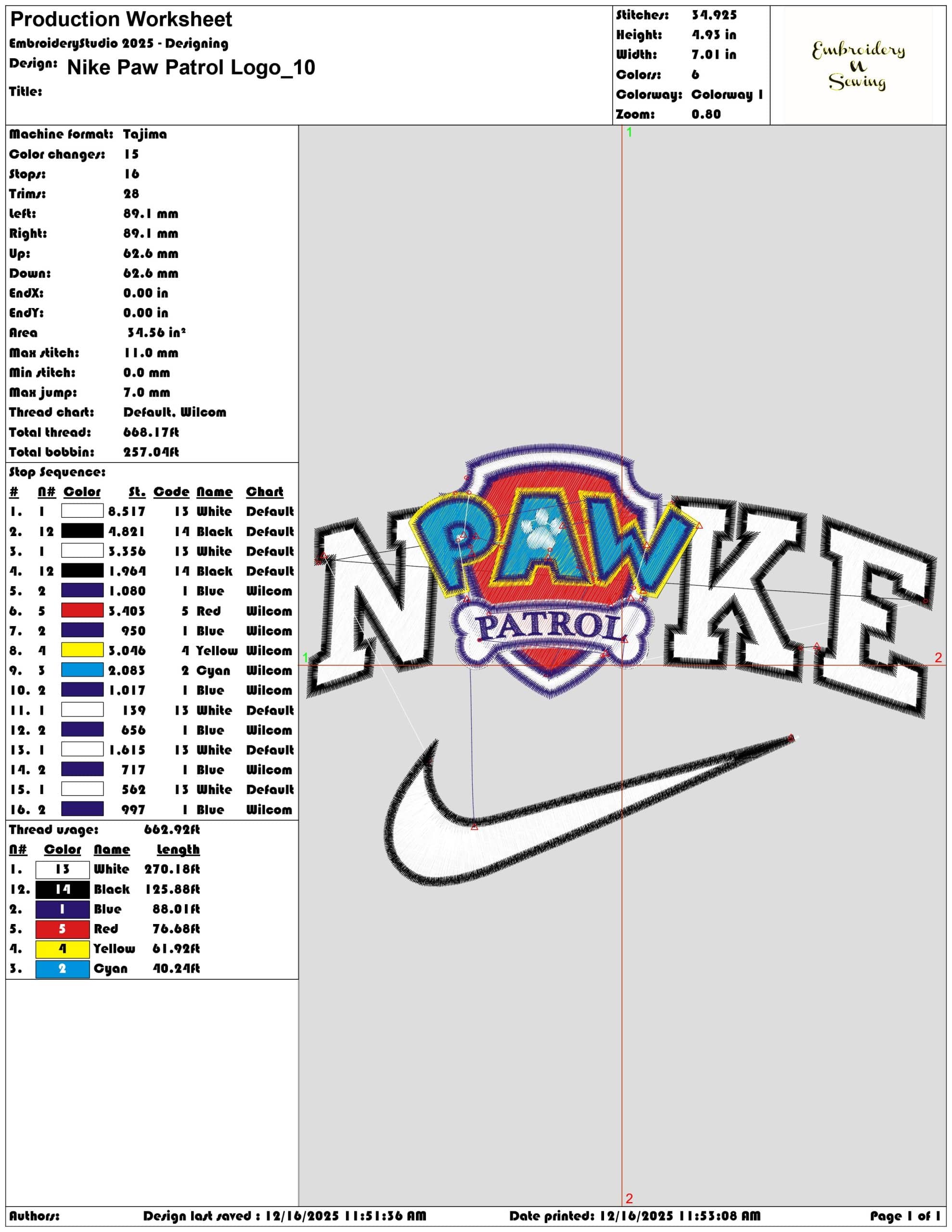 Nike Paw Patrol Logo- Elegant embroidery design file - instant download — view 3