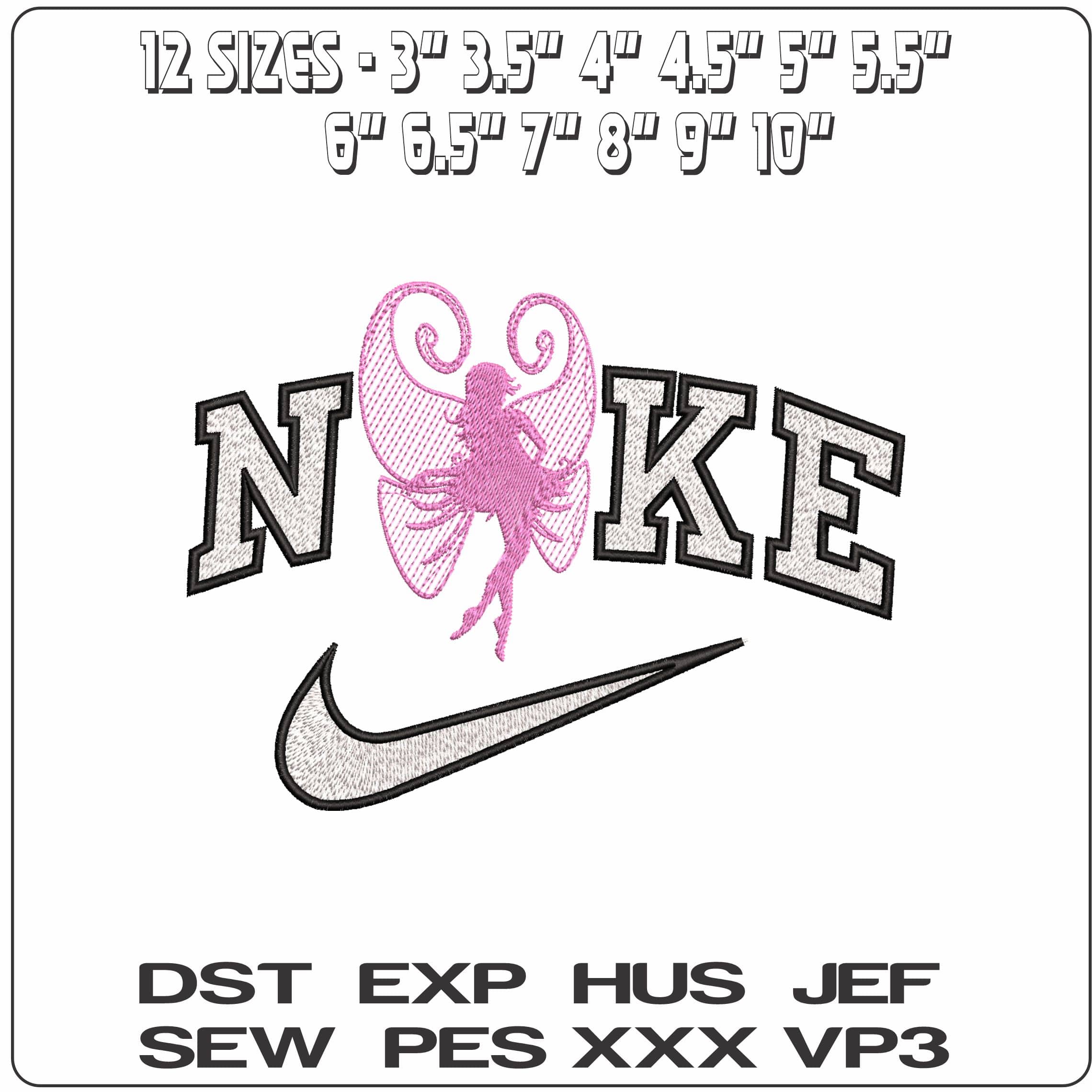 Nike Pink Fairy delicate wings- Elegant embroidery design file - instant download — view 2