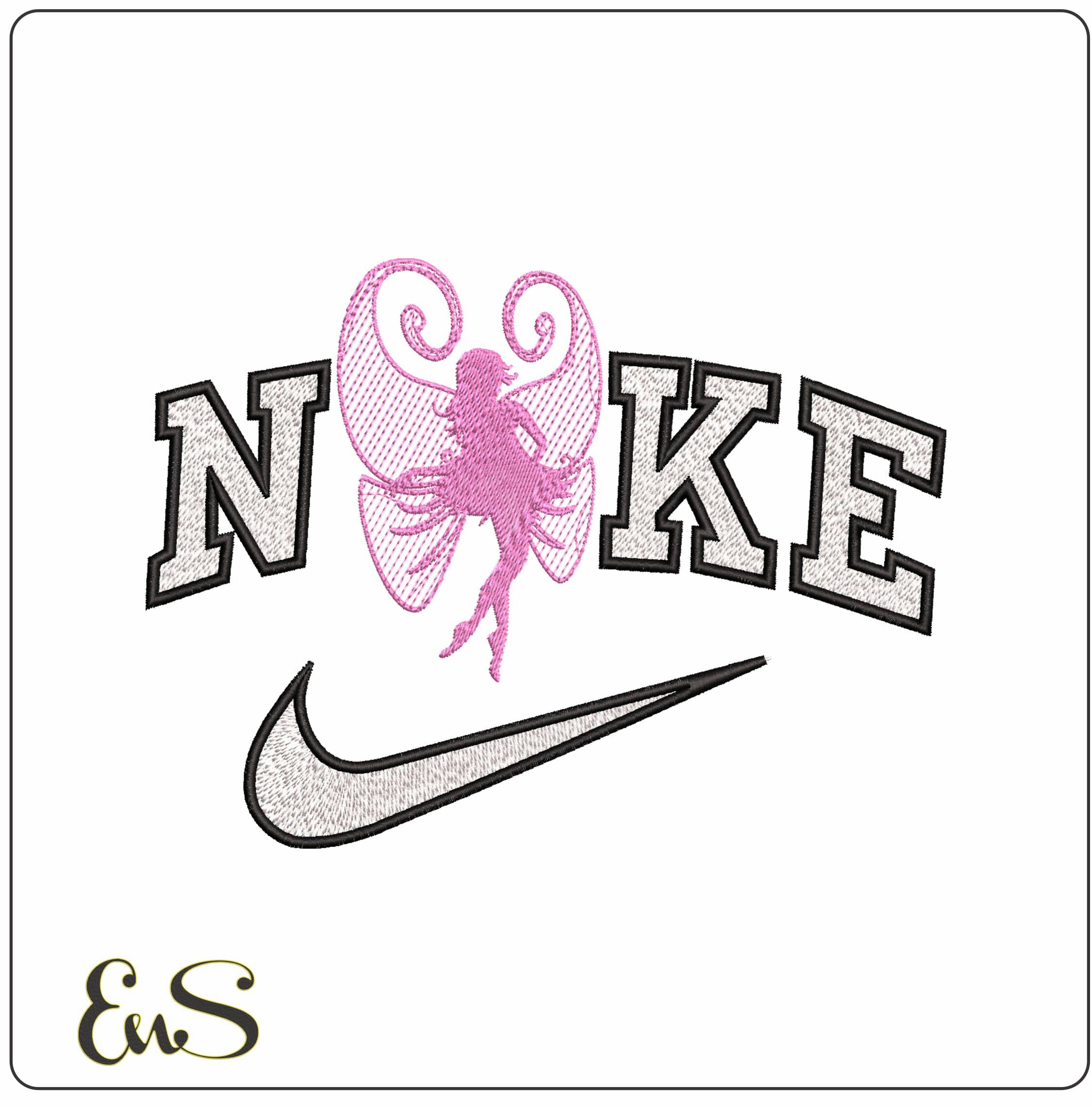 Nike Pink Fairy delicate wings- Elegant embroidery design file - instant download