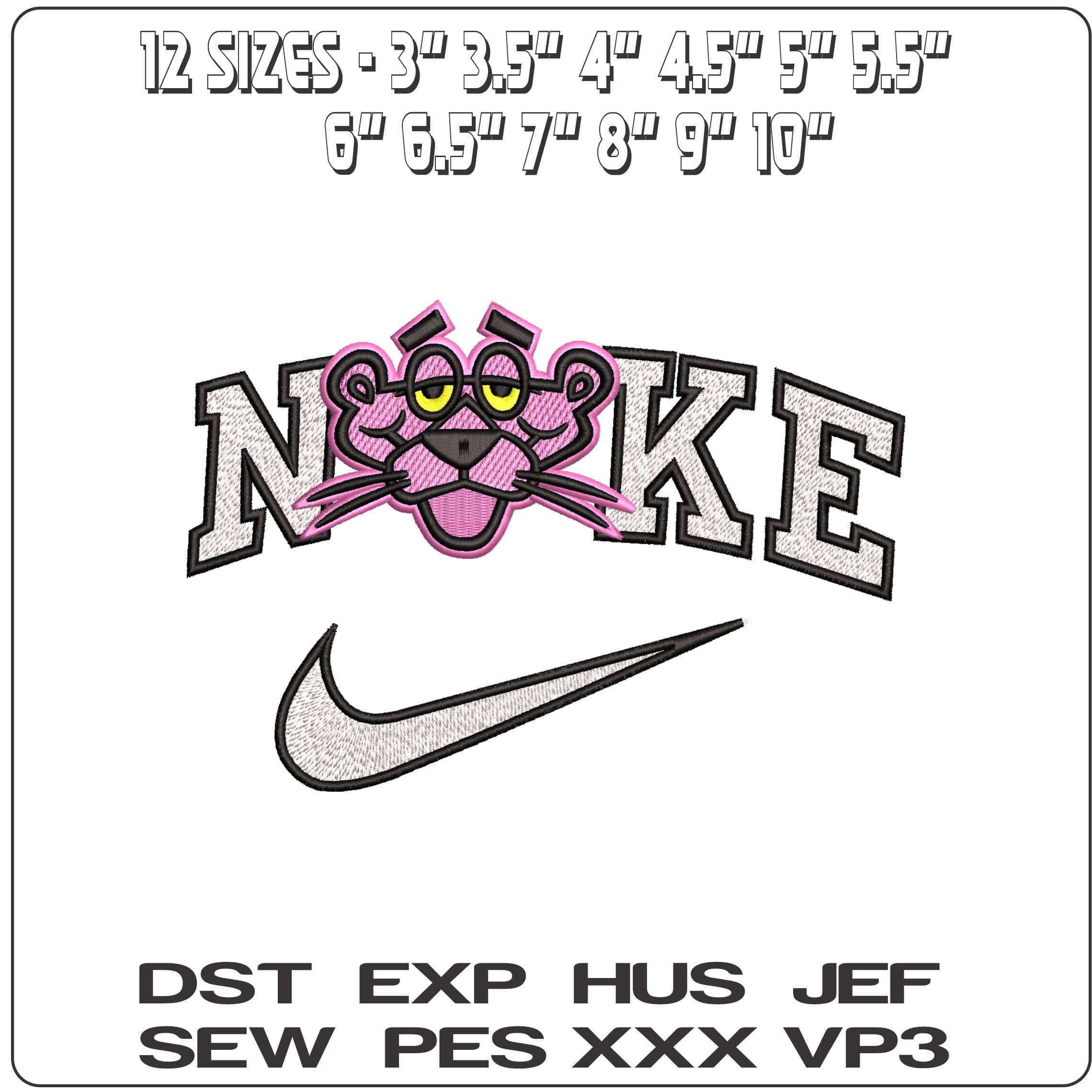 Nike Pink Panther Face- Elegant embroidery design file - instant download — view 2