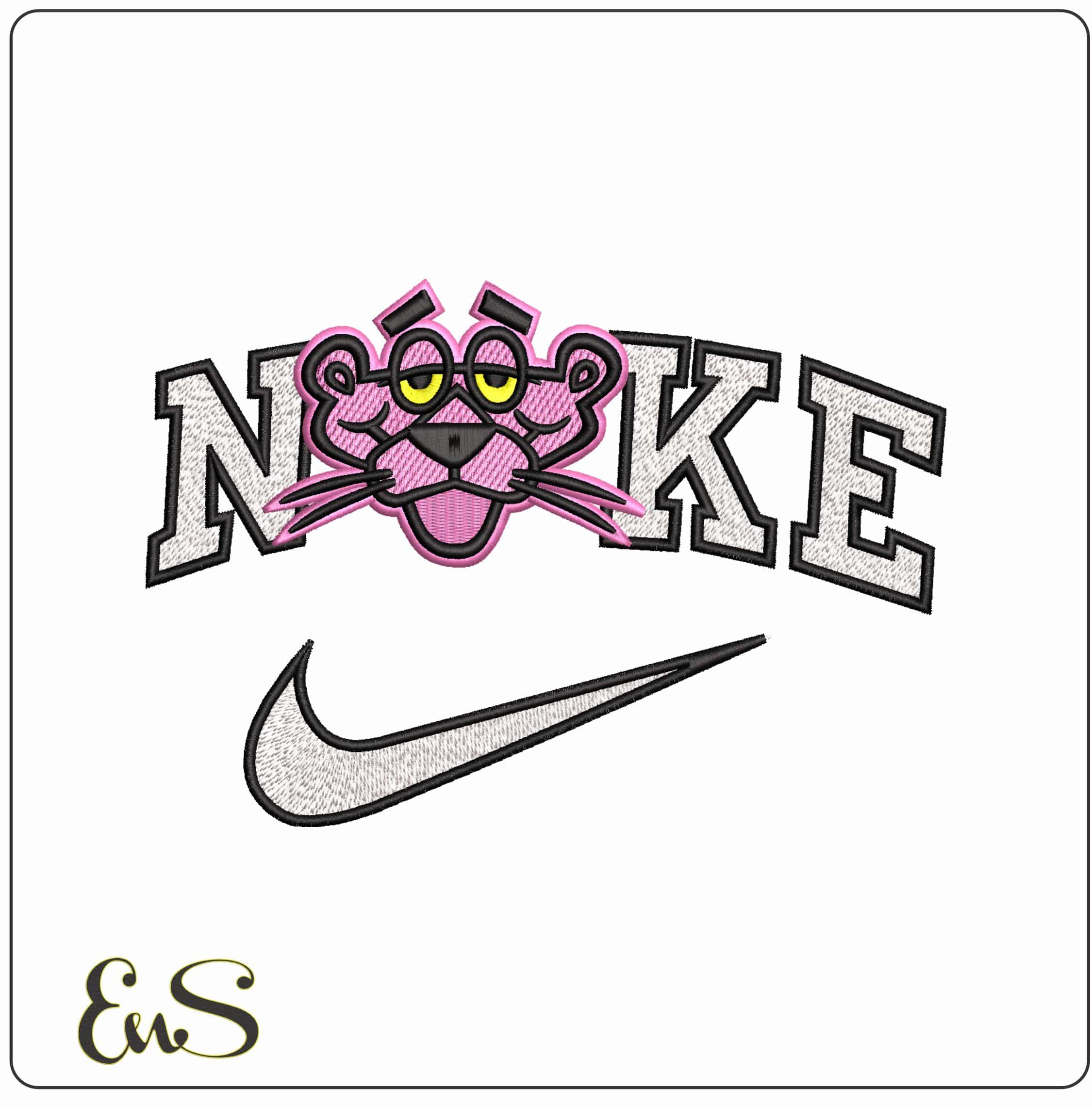 Nike Pink Panther Face- Elegant embroidery design file - instant download