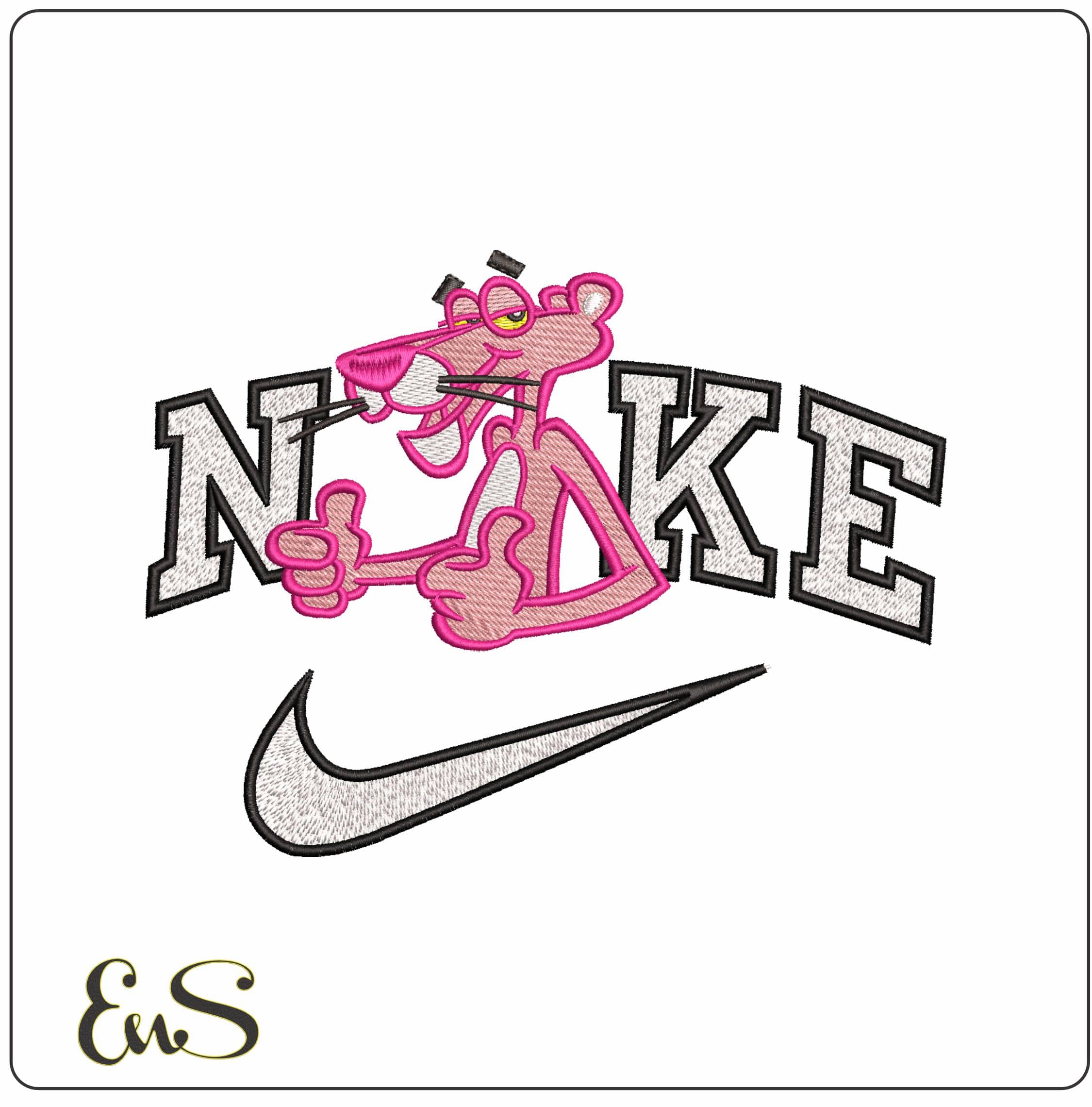 Nike Pink Panther Thumbs Up- Elegant embroidery design file - instant download