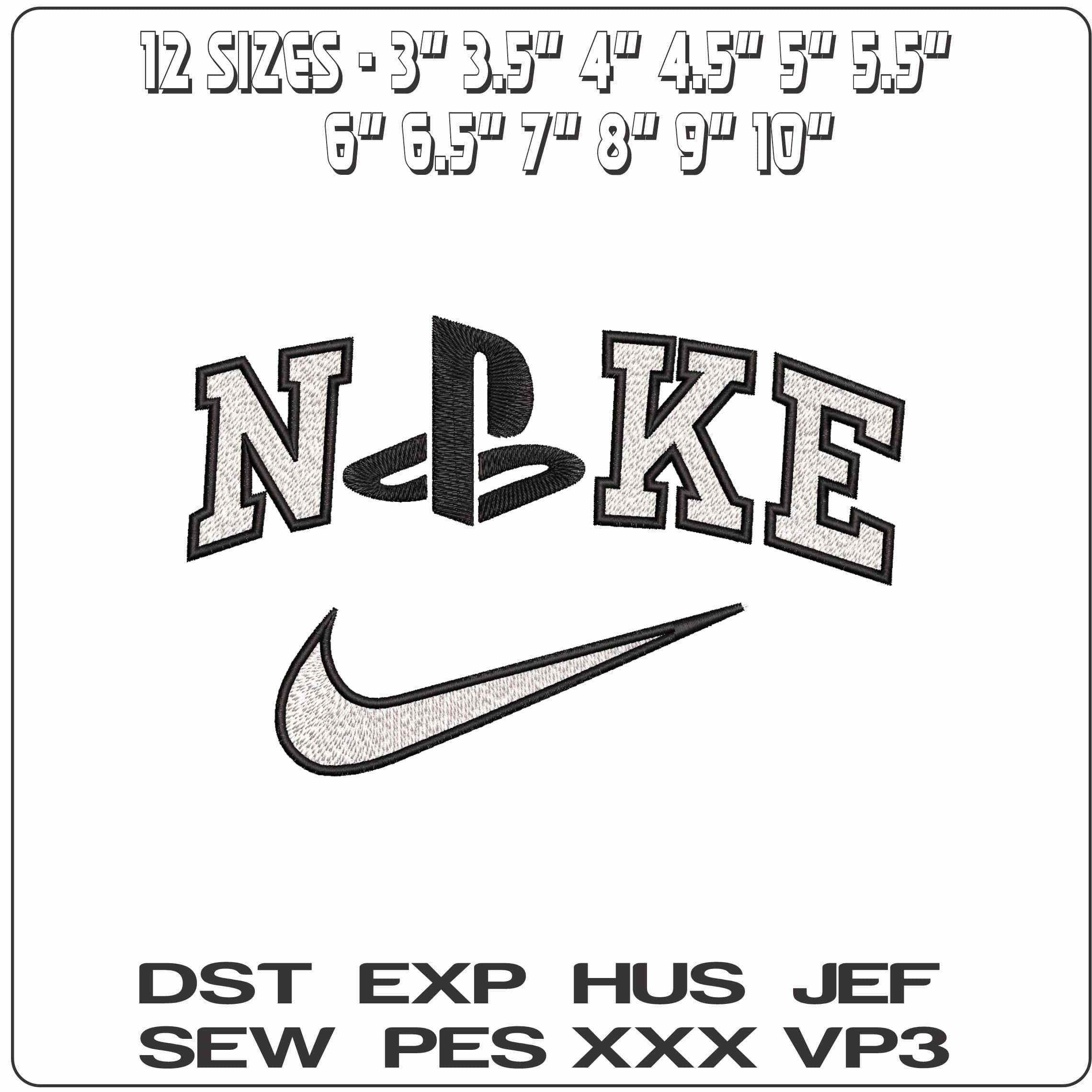 Nike Playstation Logo- Elegant embroidery design file - instant download — view 2