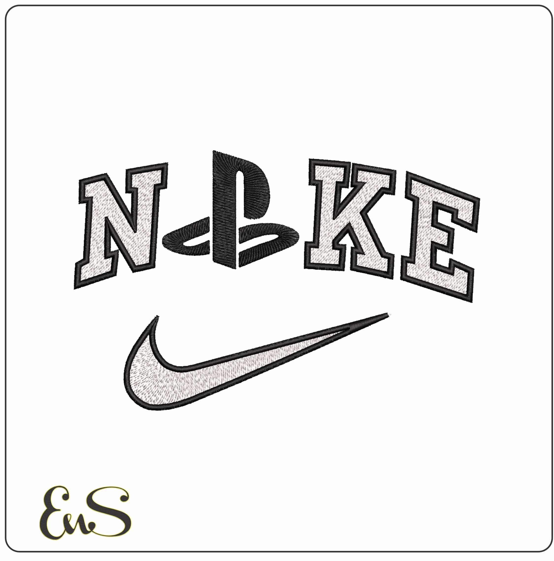Nike Playstation Logo- Elegant embroidery design file - instant download