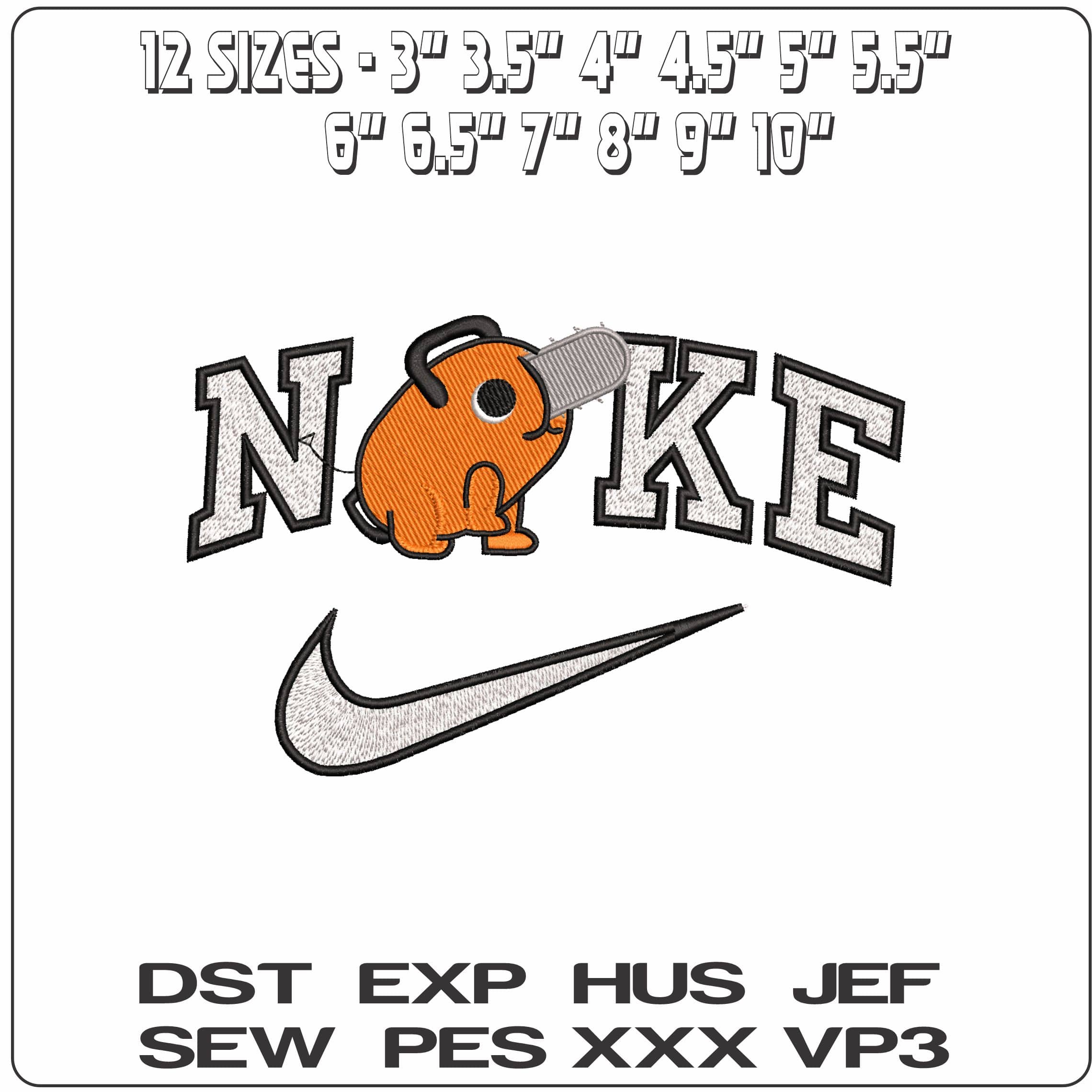 Nike Pochita Chainsaw Basic Anime- Elegant embroidery design file - instant download — view 2