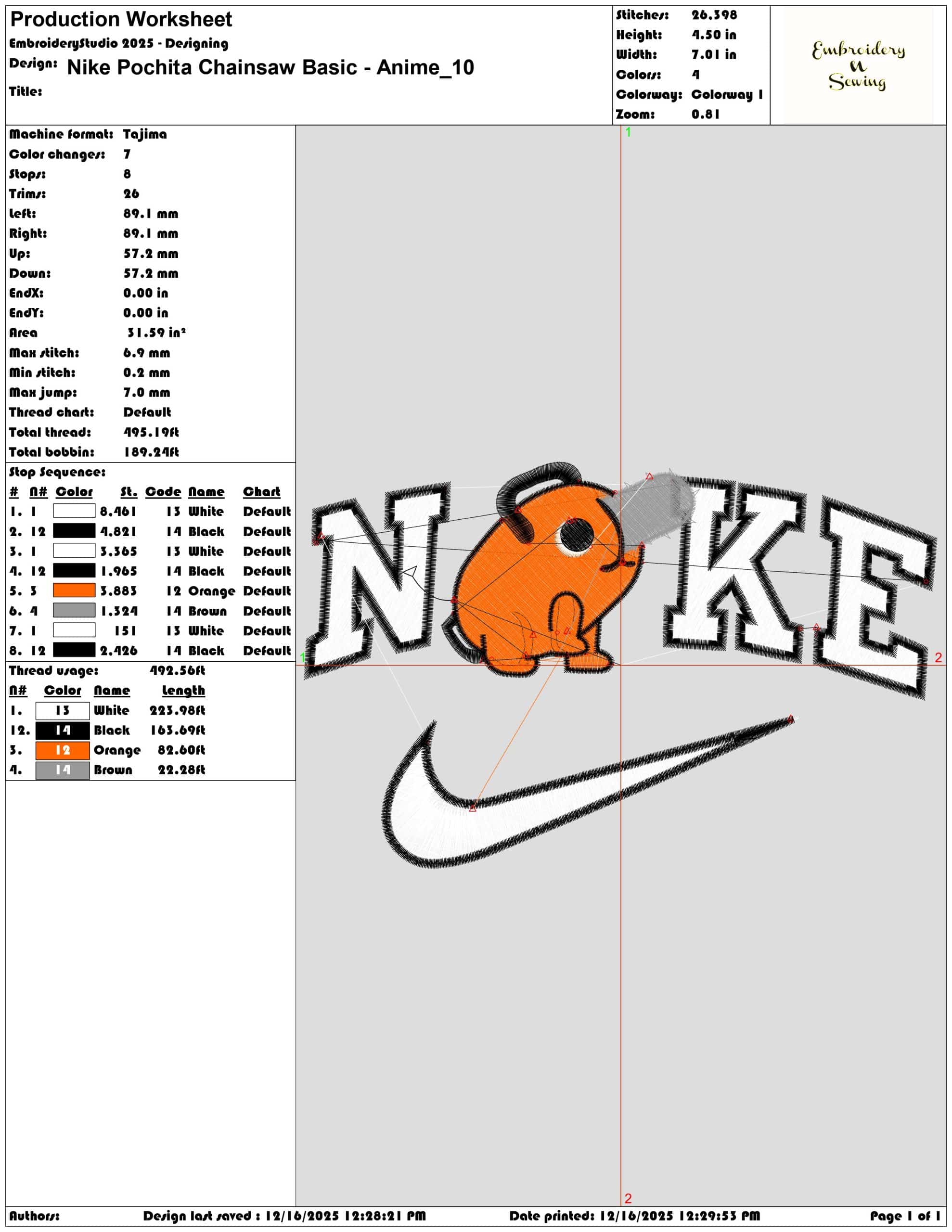 Nike Pochita Chainsaw Basic Anime- Elegant embroidery design file - instant download — view 3