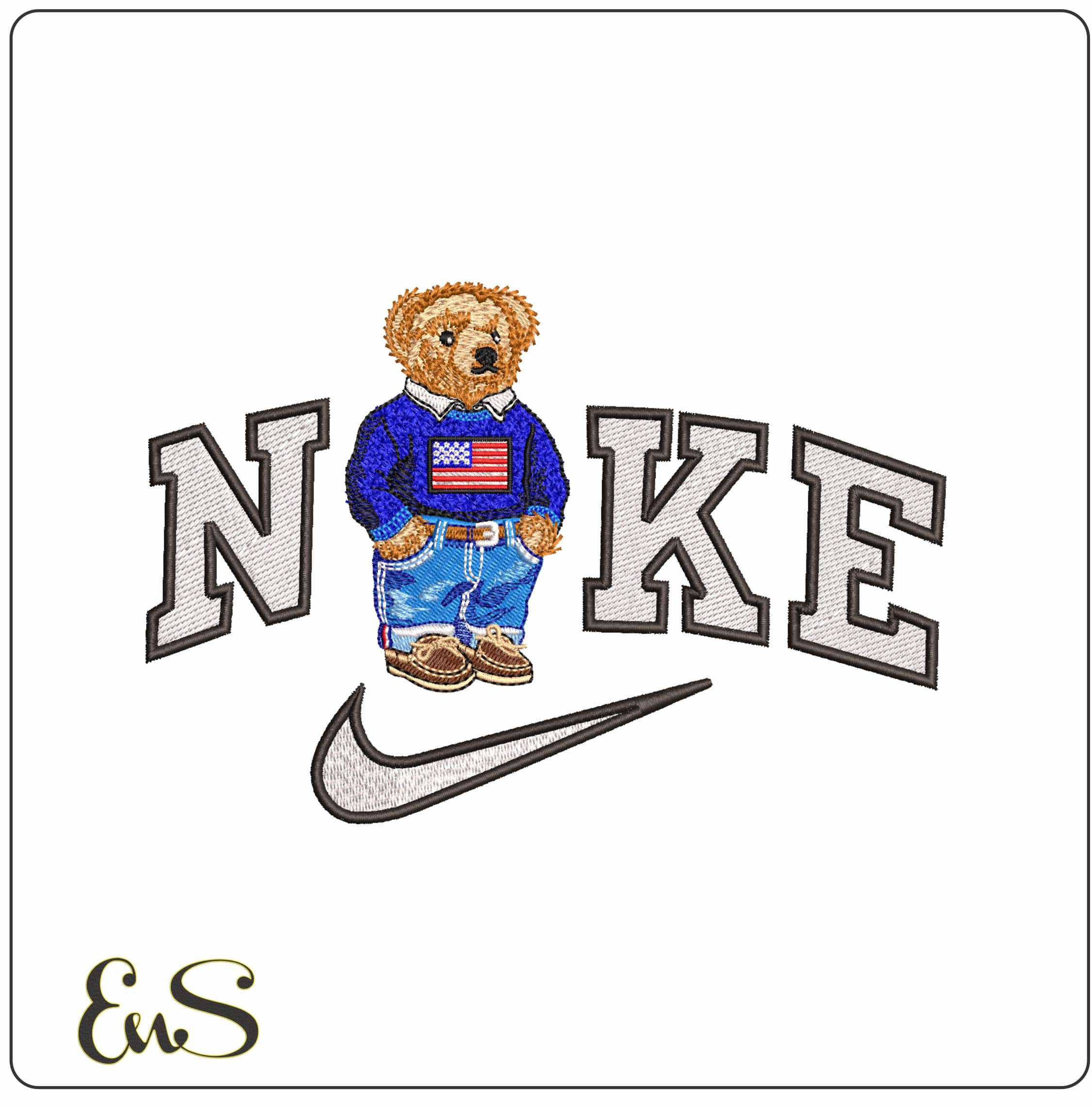 Nike Polo Bear Ralph Laurent- Elegant embroidery design file - instant download