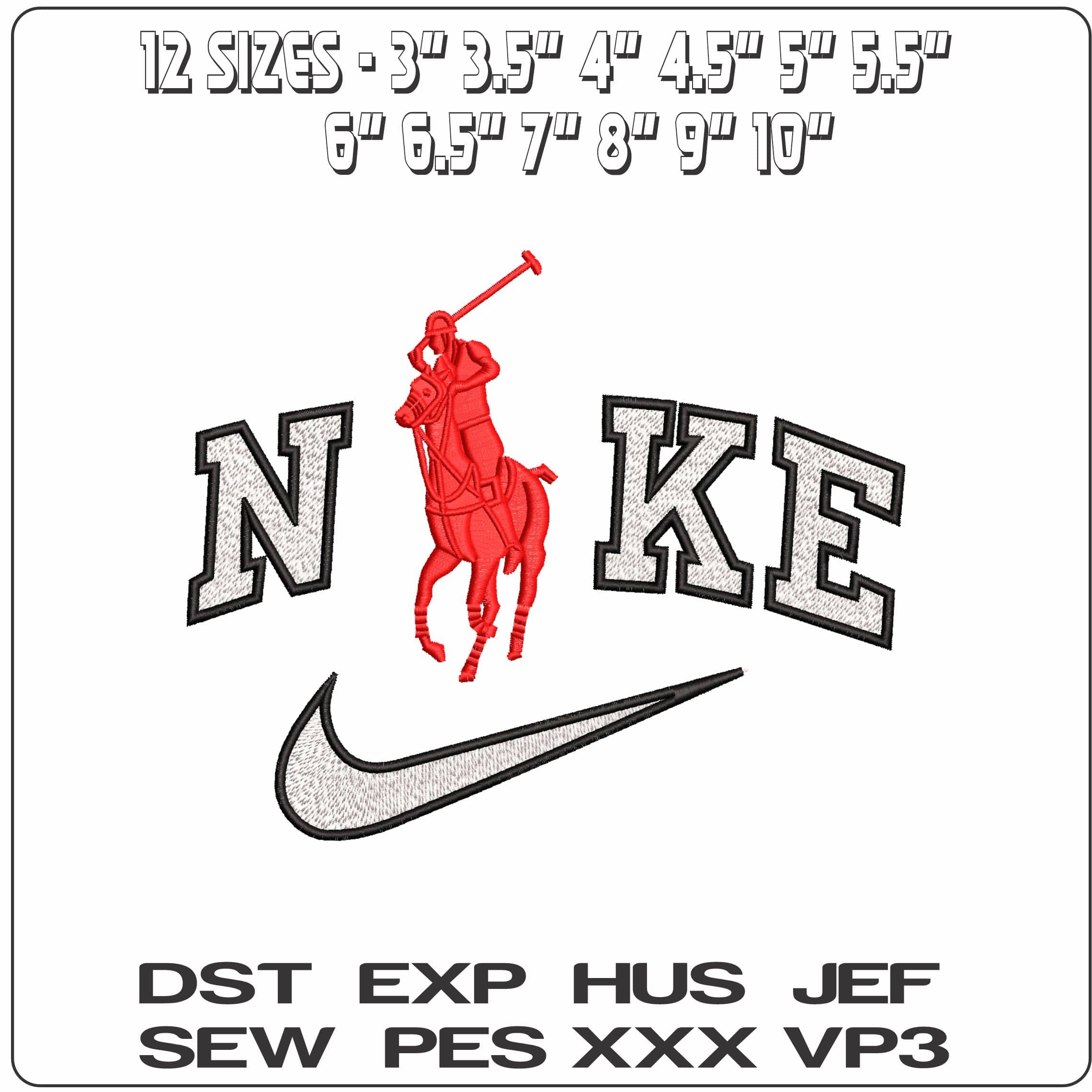 Nike Polo Horse- Elegant embroidery design file - instant download — view 2