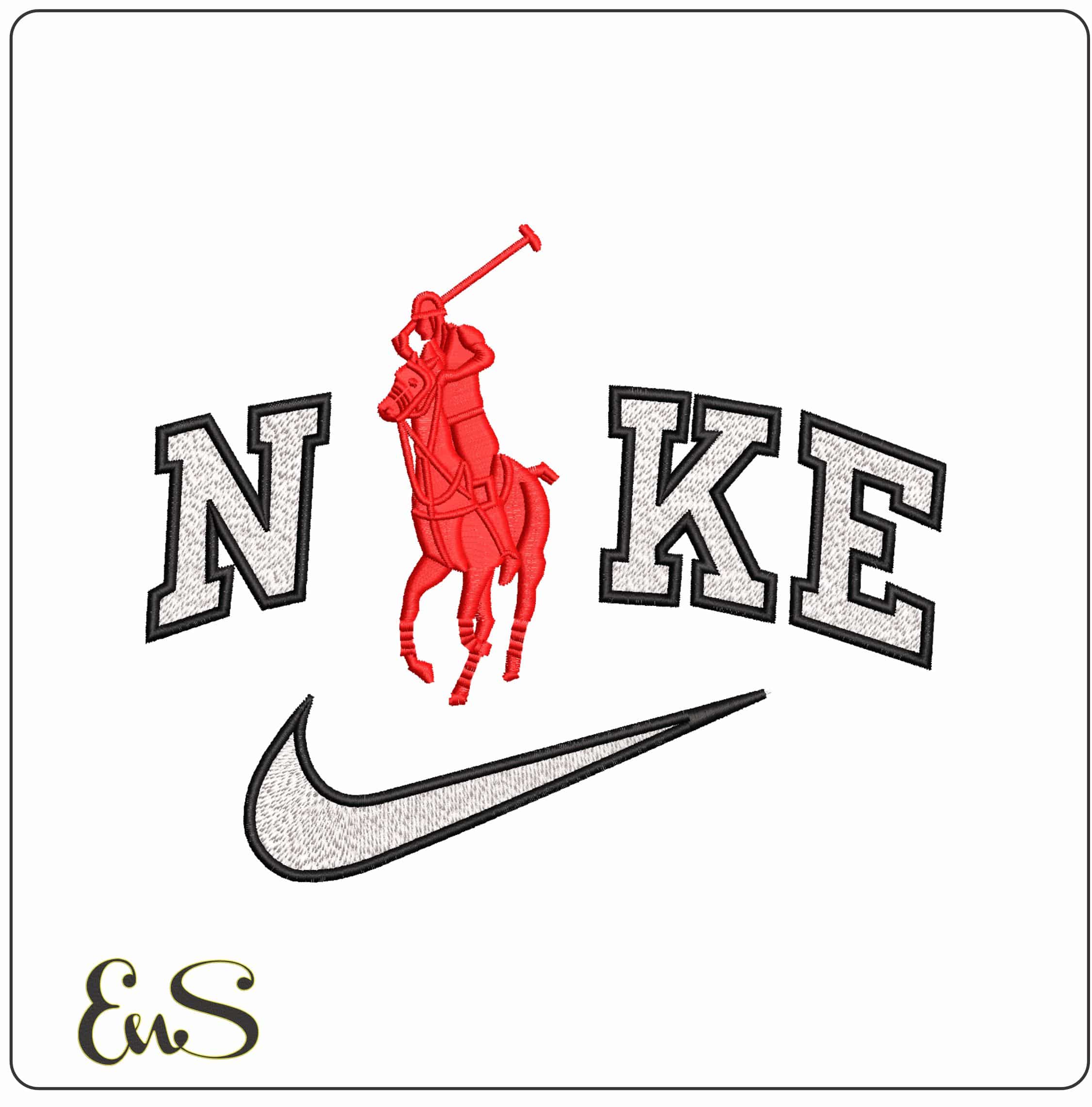 Nike Polo Horse- Elegant embroidery design file - instant download