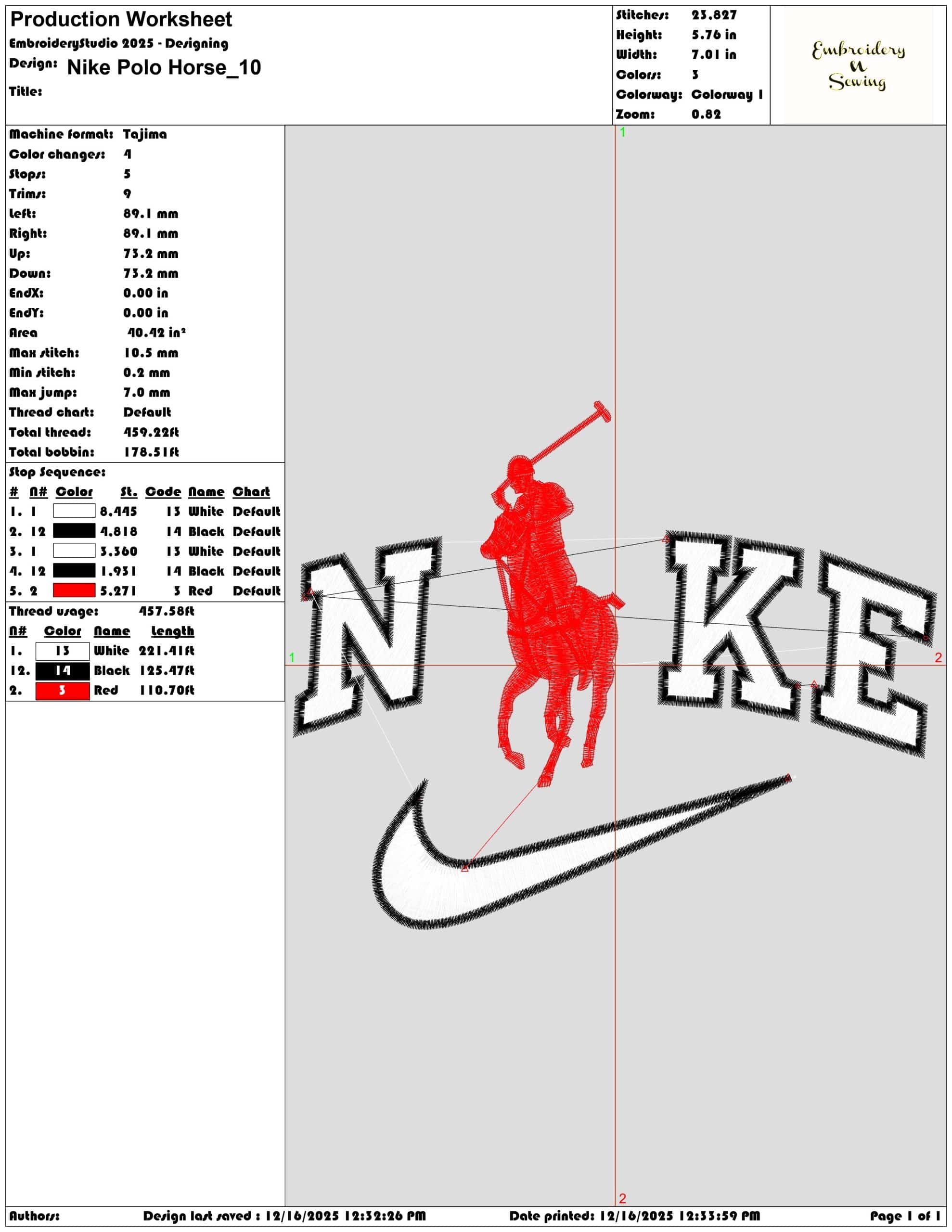 Nike Polo Horse- Elegant embroidery design file - instant download — view 3