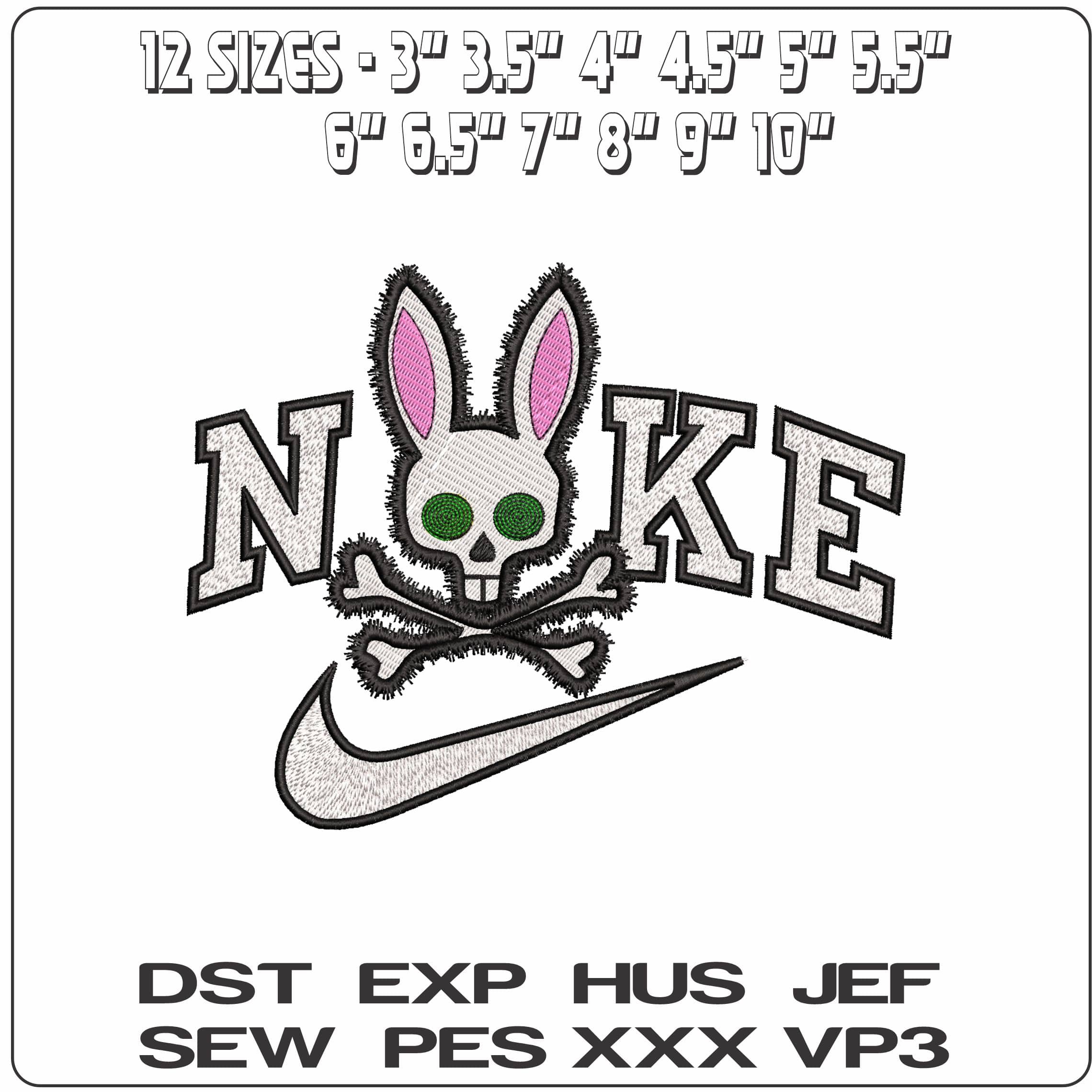 Nike Psycho Bunny Logo- Elegant embroidery design file - instant download — view 2