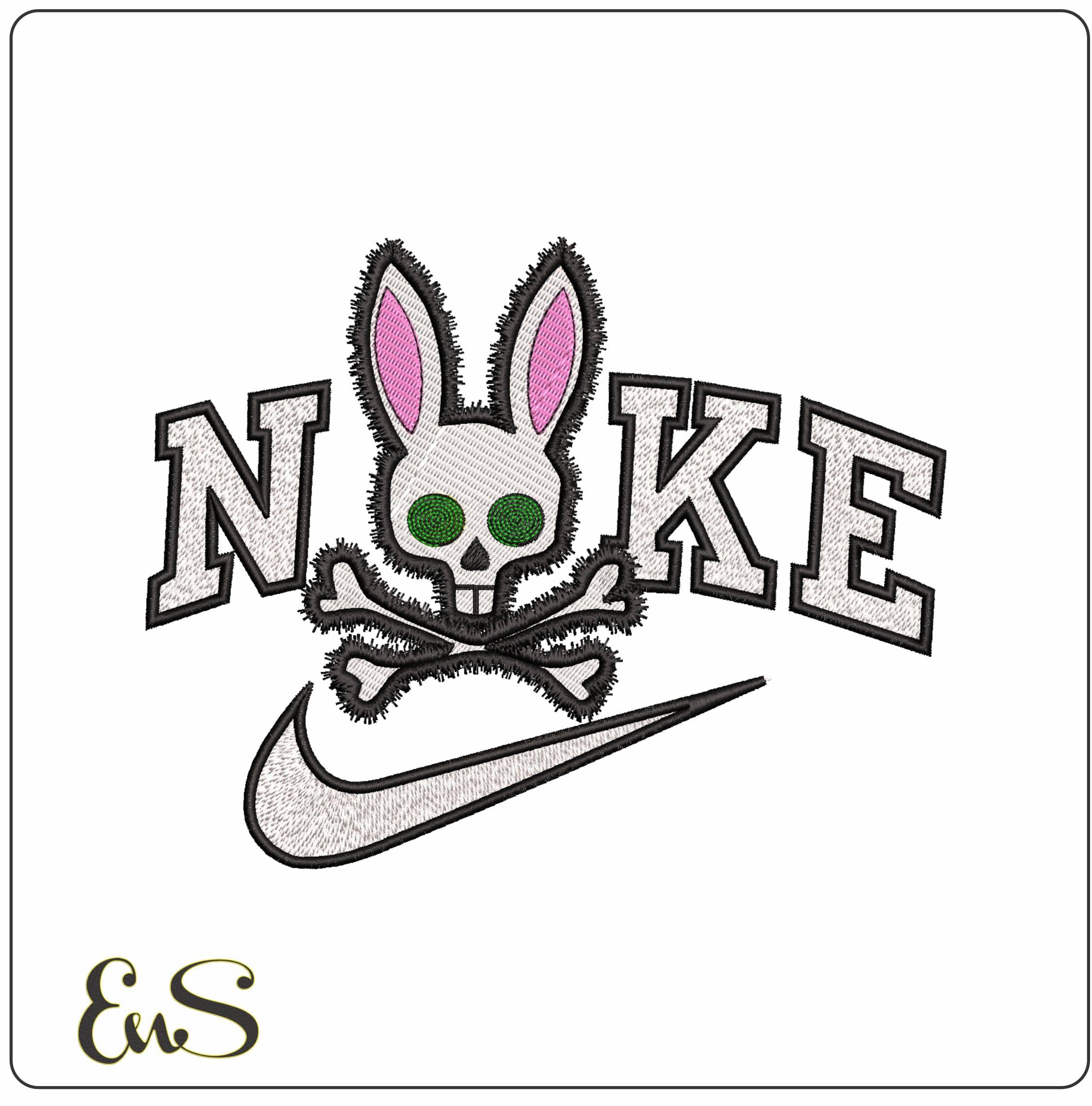 Nike Psycho Bunny Logo- Elegant embroidery design file - instant download