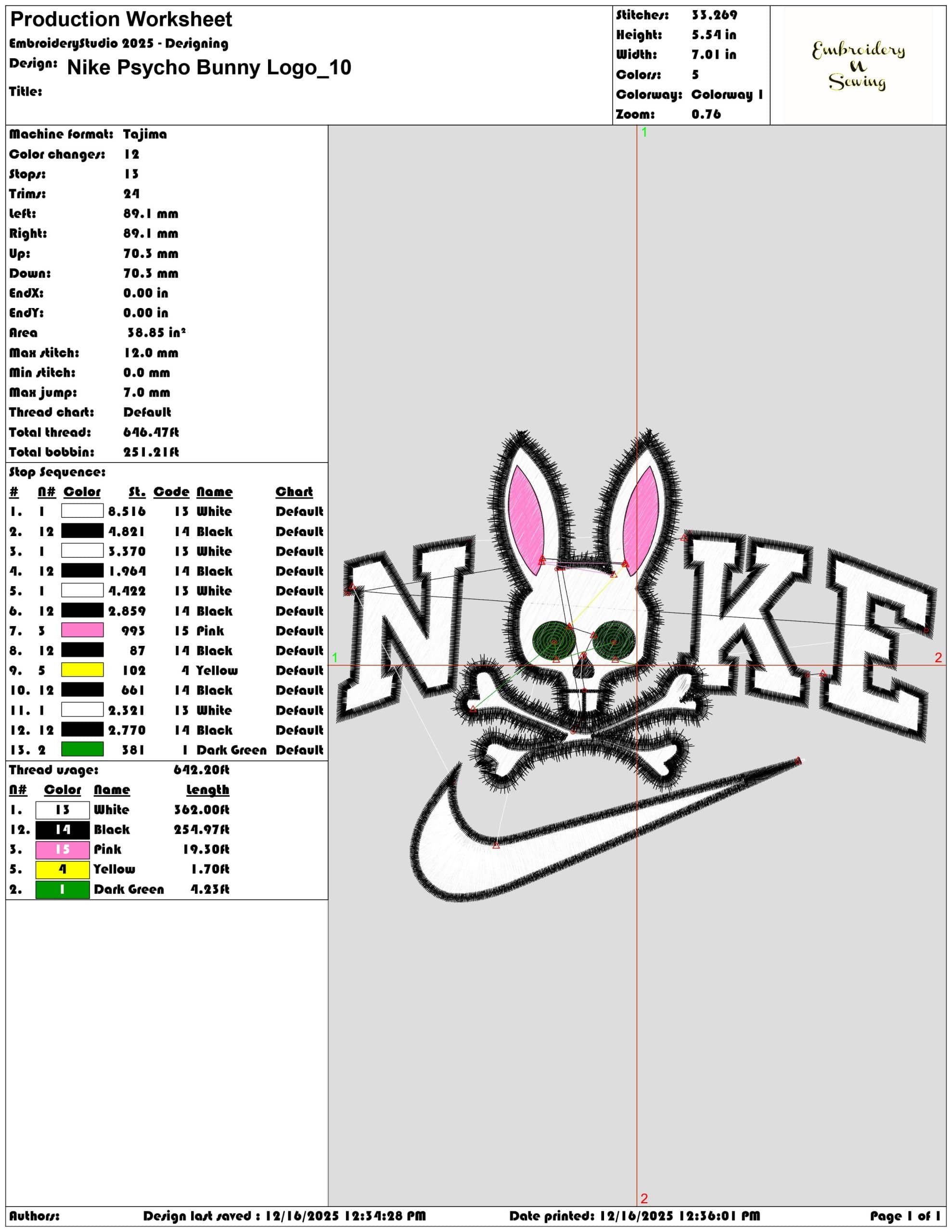 Nike Psycho Bunny Logo- Elegant embroidery design file - instant download — view 3