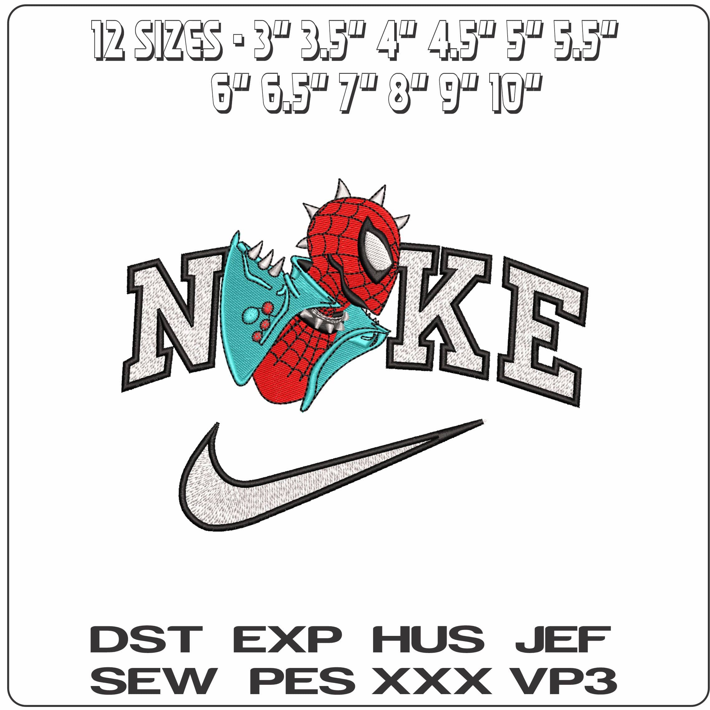 Nike Punk Spiderman- Elegant embroidery design file - instant download — view 2
