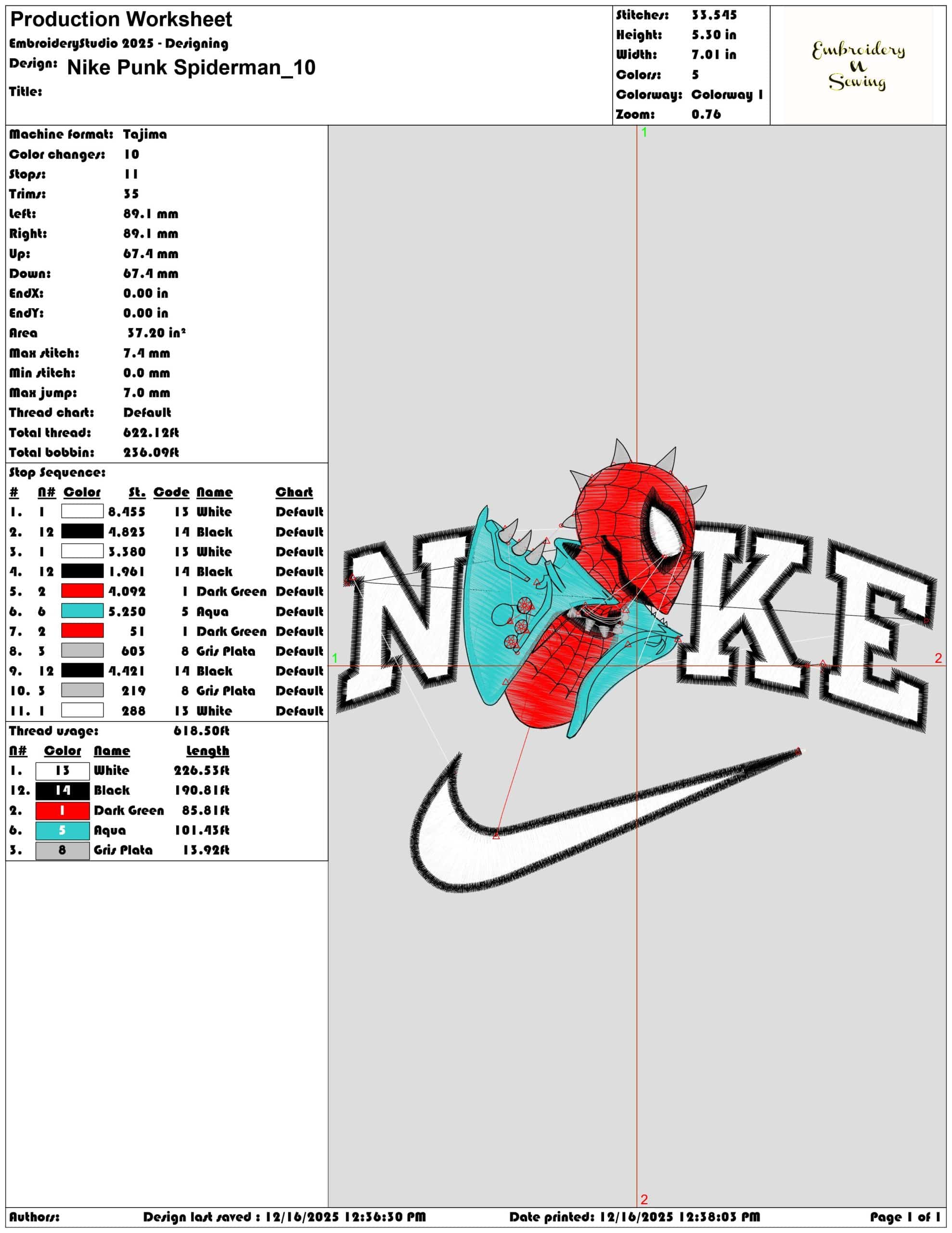 Nike Punk Spiderman- Elegant embroidery design file - instant download — view 3