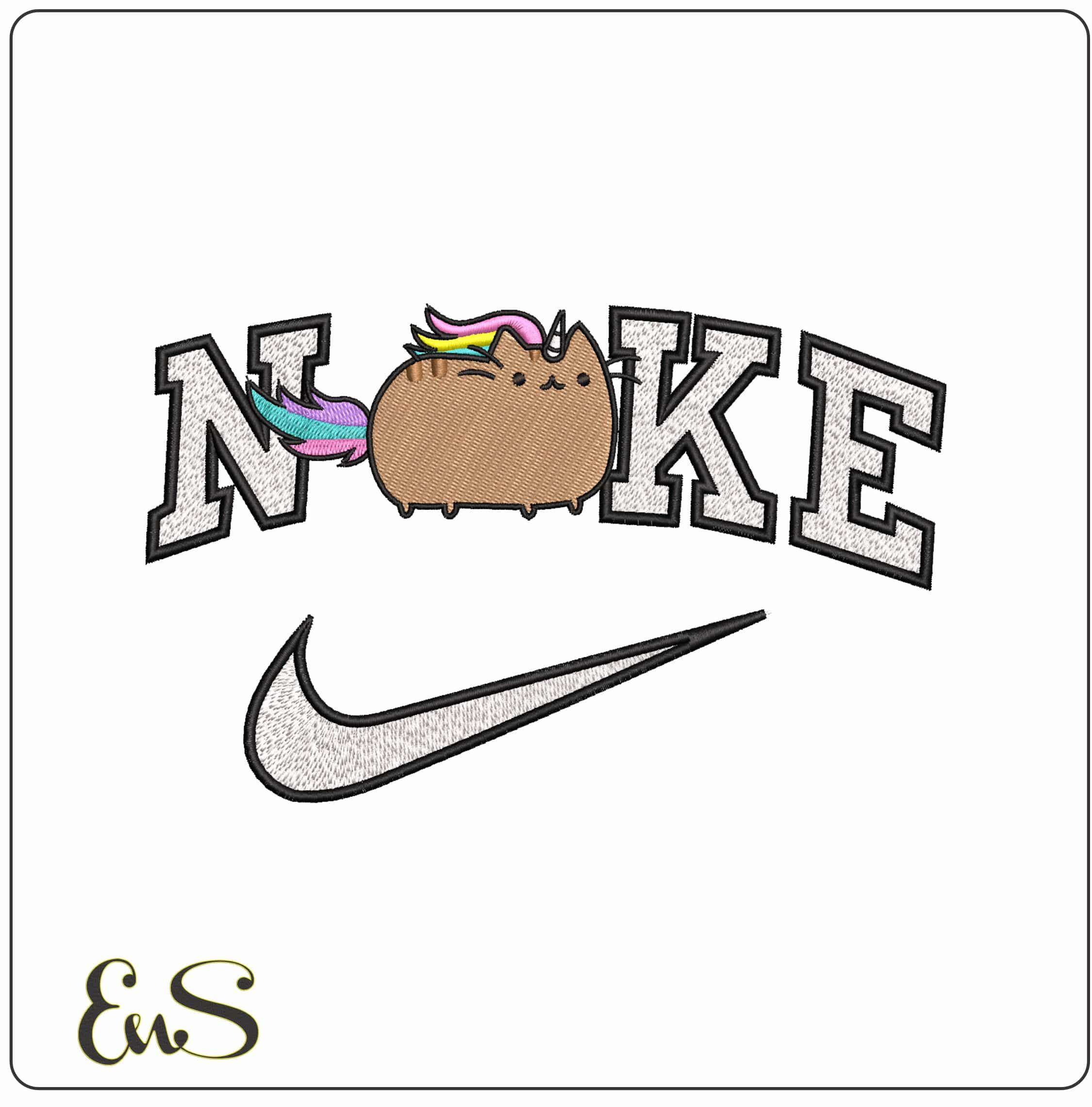 Nike Pusheenicorn Pusheen the Cat- Elegant embroidery design file - instant download