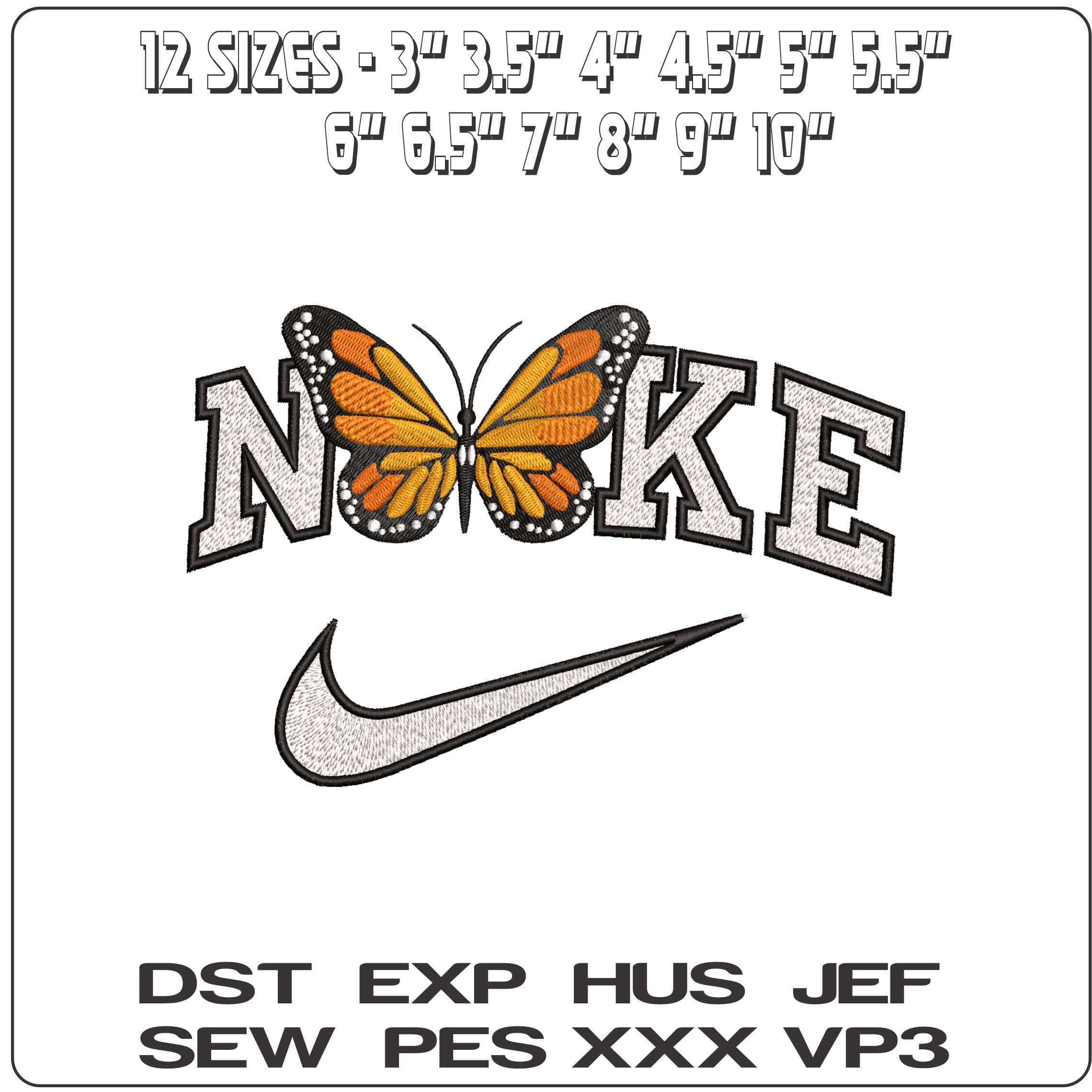 Nike Red Admiral Butterfly- Elegant embroidery design file - instant download — view 2