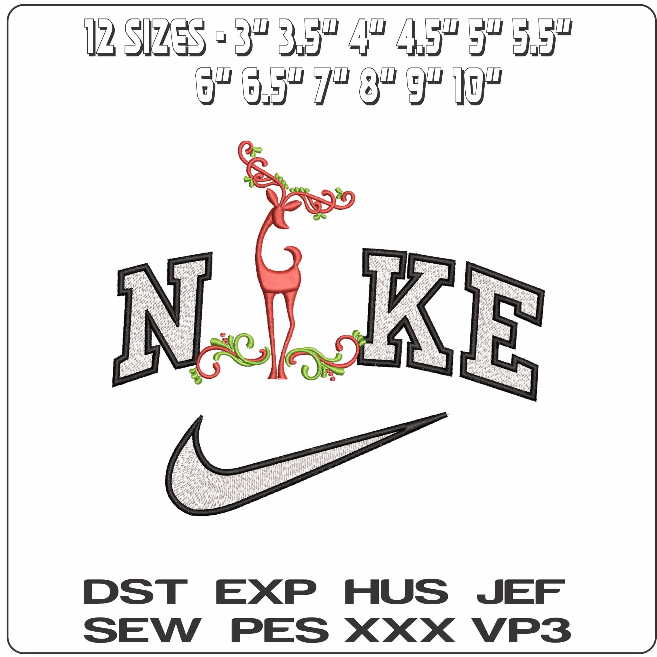 Nike Reindeer Outline- Elegant embroidery design file - instant download — view 2