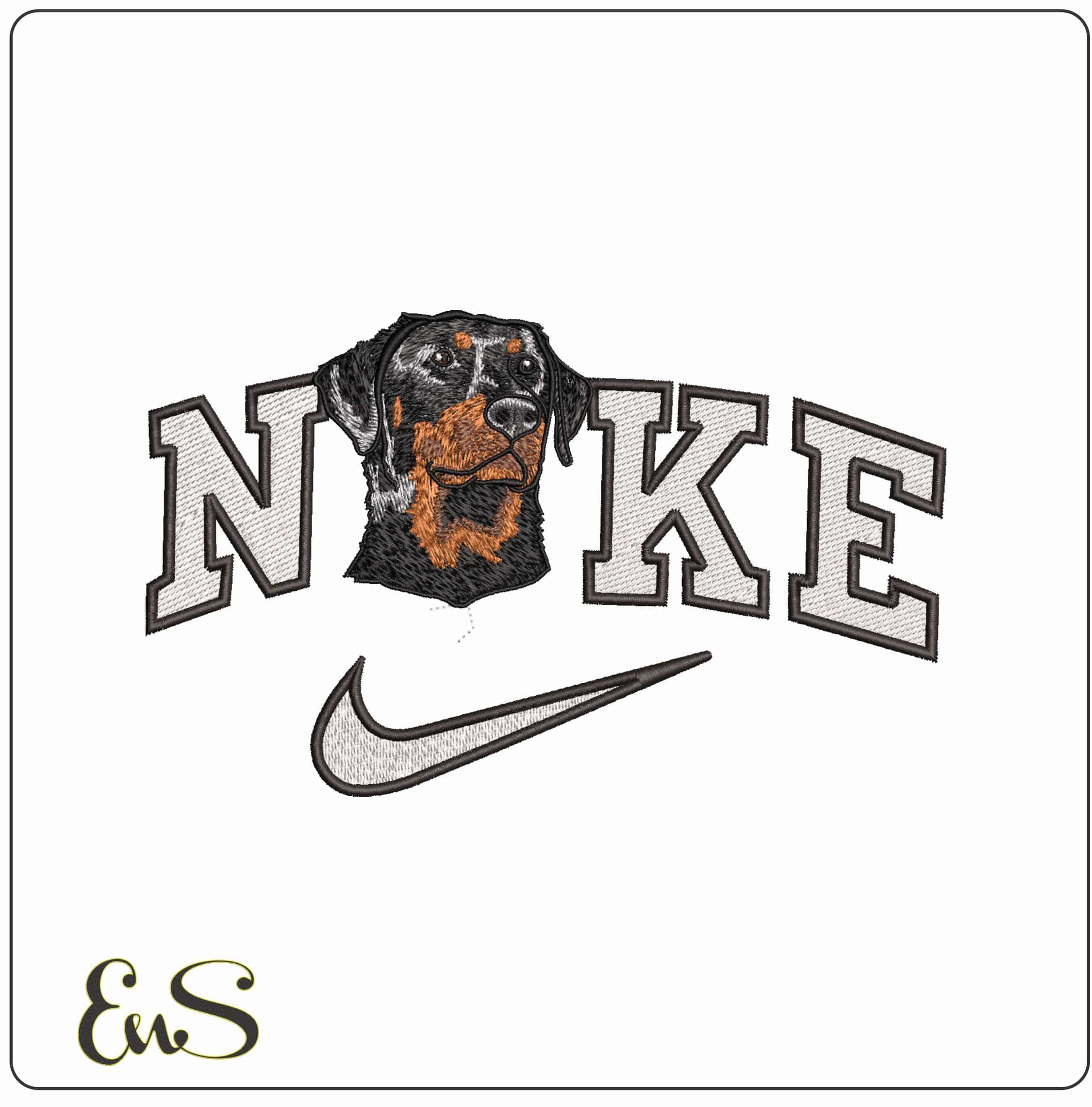 Nike Rotweiler dog head- Elegant embroidery design file - instant download