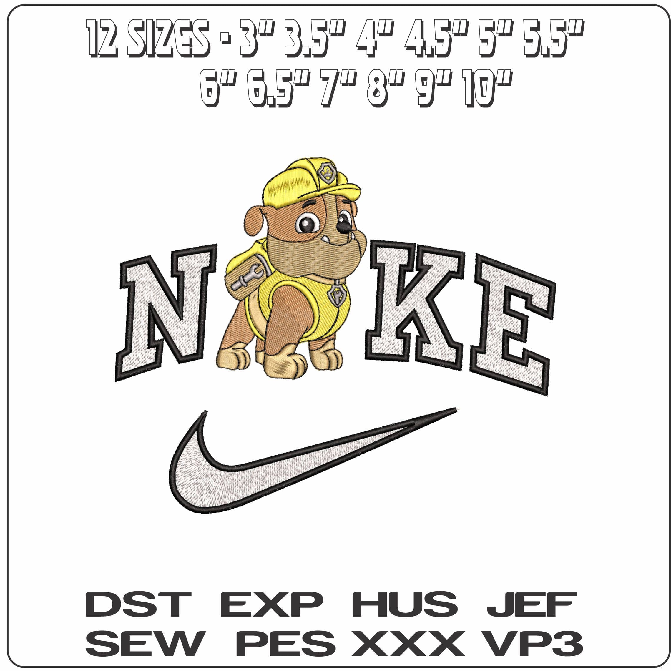 Nike Rubble Paw Patrol- Elegant embroidery design file - instant download — view 2
