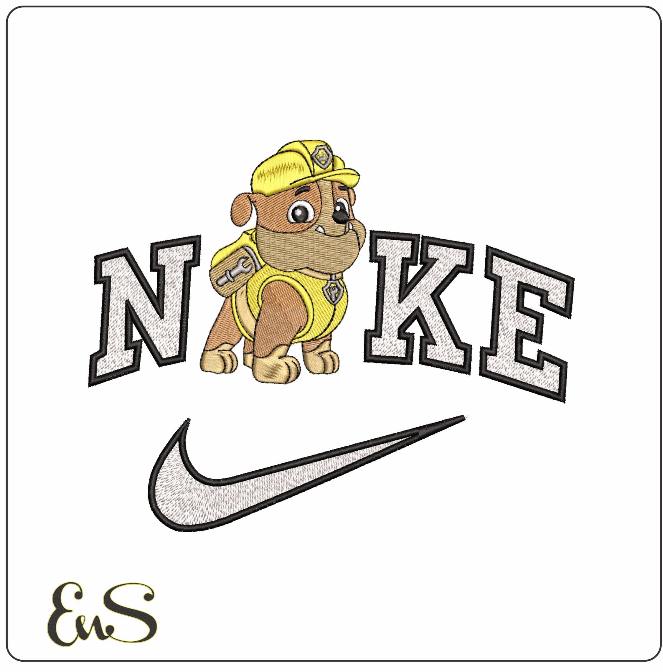 Nike Rubble Paw Patrol- Elegant embroidery design file - instant download