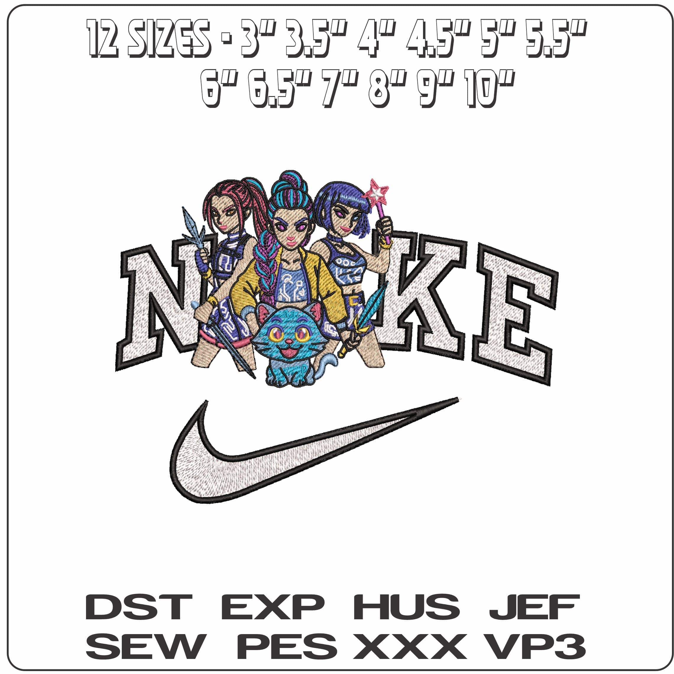 Nike Rumi Mira Zoey HUNTRIX Demon Hunter K Pop- Elegant embroidery design file - instant download — view 2
