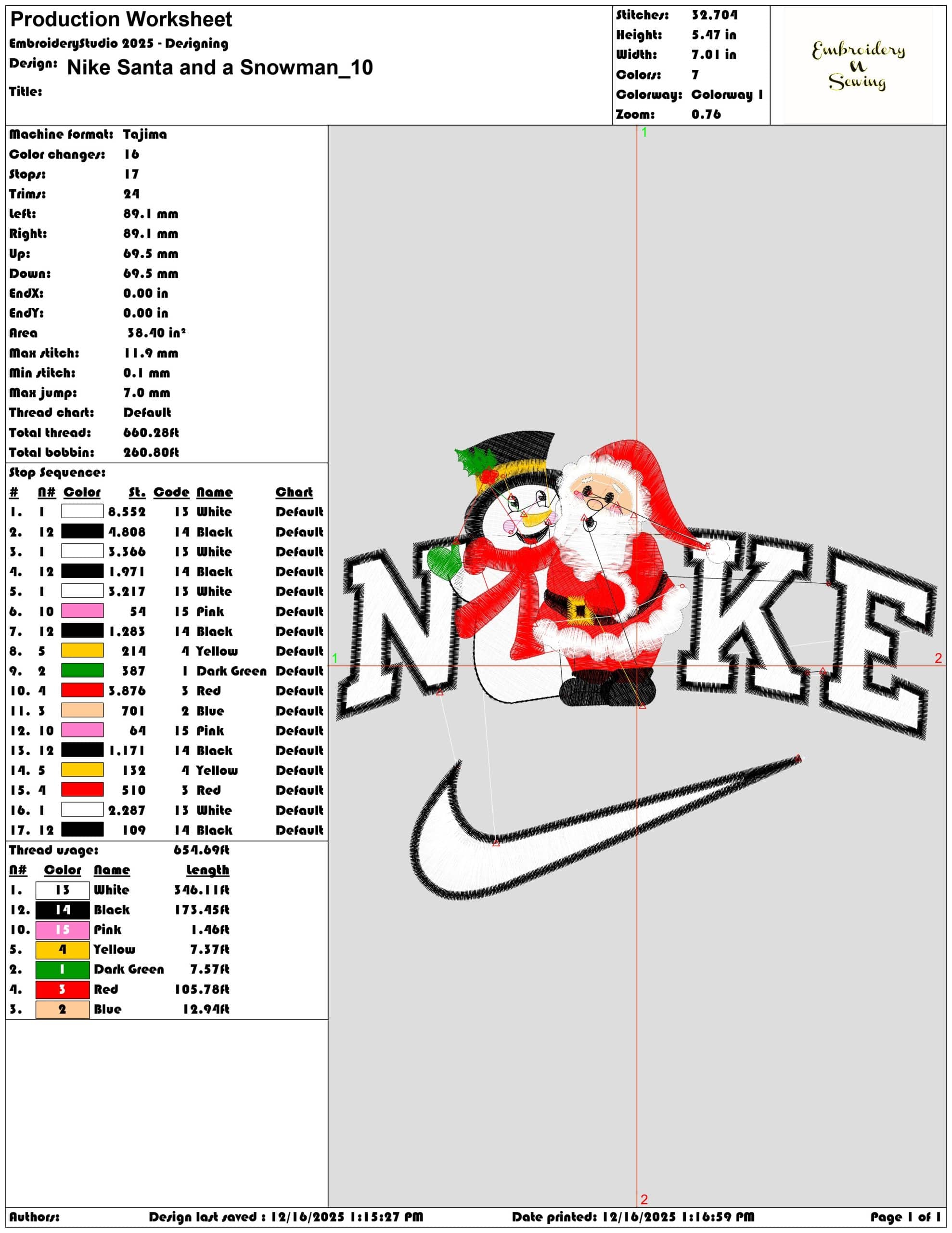 Nike Santa and a Snowman- Elegant embroidery design file - instant download — view 3