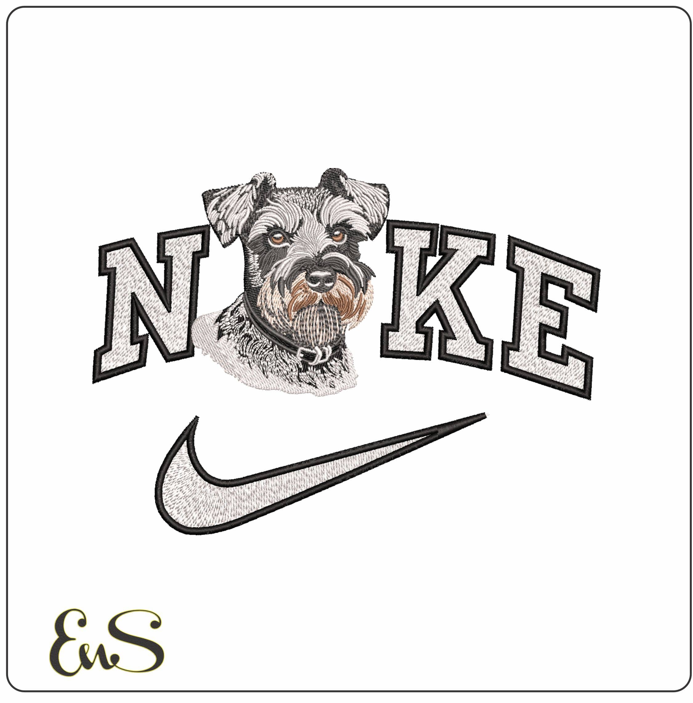 Nike Schnauzer Dog Head- Elegant embroidery design file - instant download