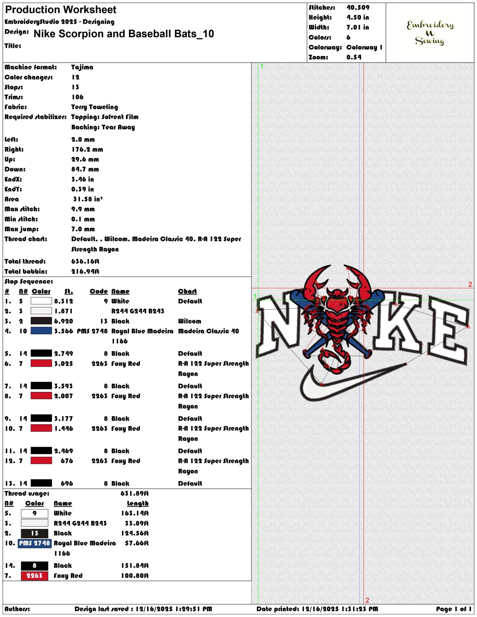 Nike Scorpion and Baseball Bats- Elegant embroidery design file - instant download — view 3