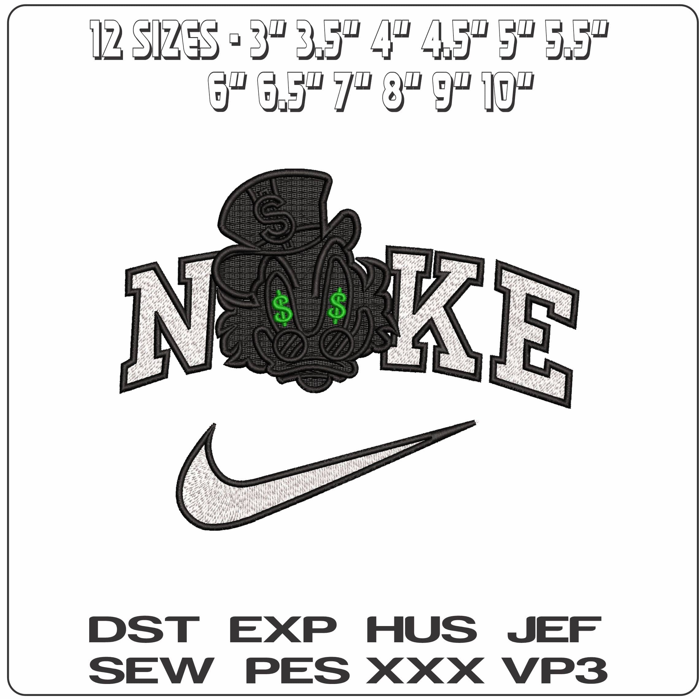 Nike Scrooge McDuck Dollars- Elegant embroidery design file - instant download — view 2