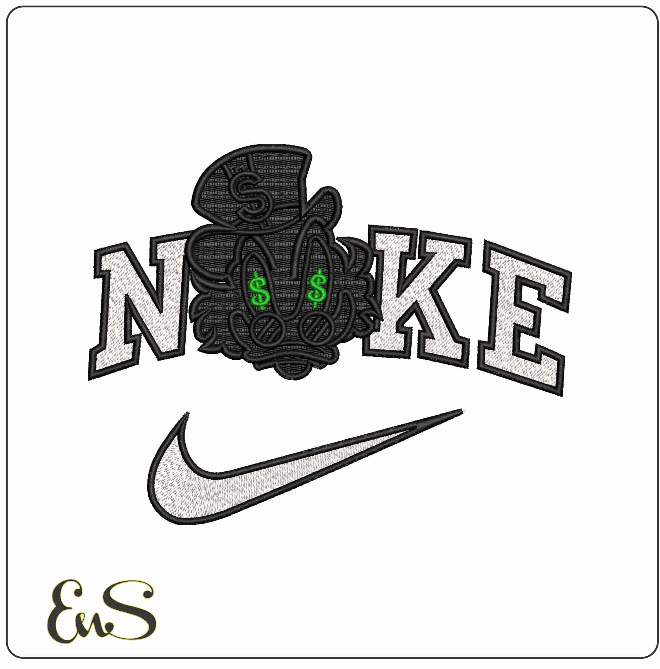Nike Scrooge McDuck Dollars- Elegant embroidery design file - instant download