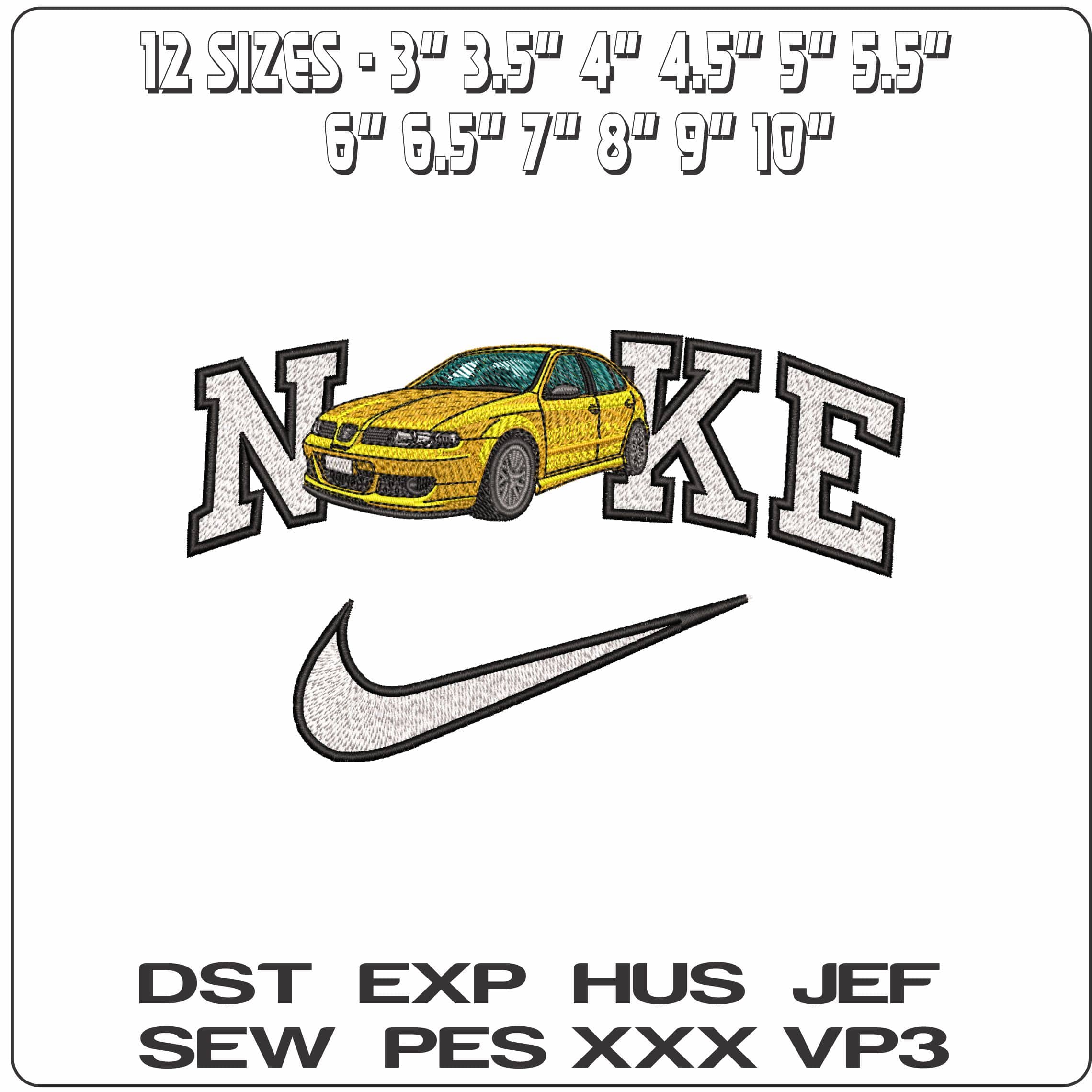 Nike Seat Leon Yellow- Elegant embroidery design file - instant download — view 2