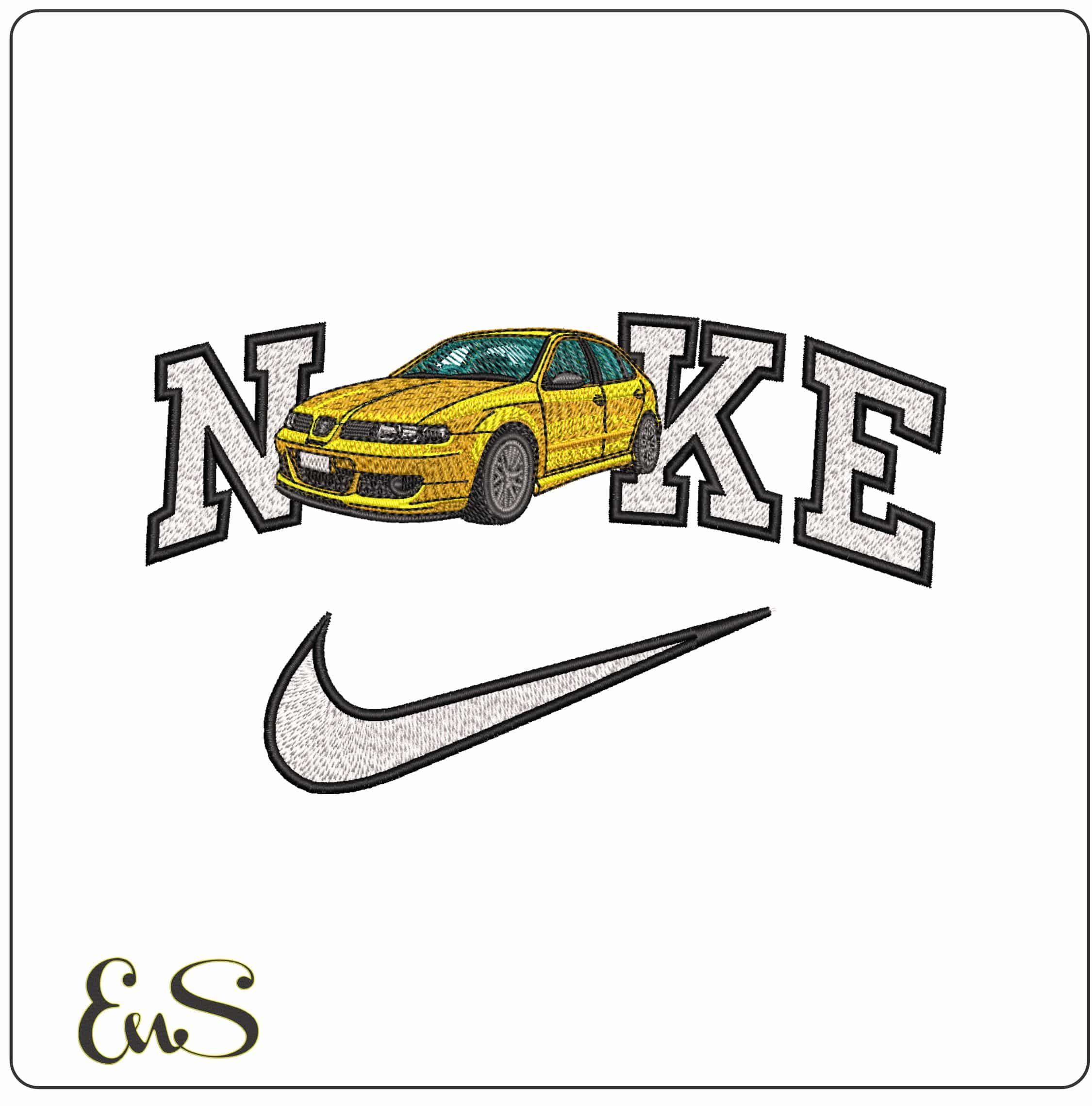 Nike Seat Leon Yellow- Elegant embroidery design file - instant download