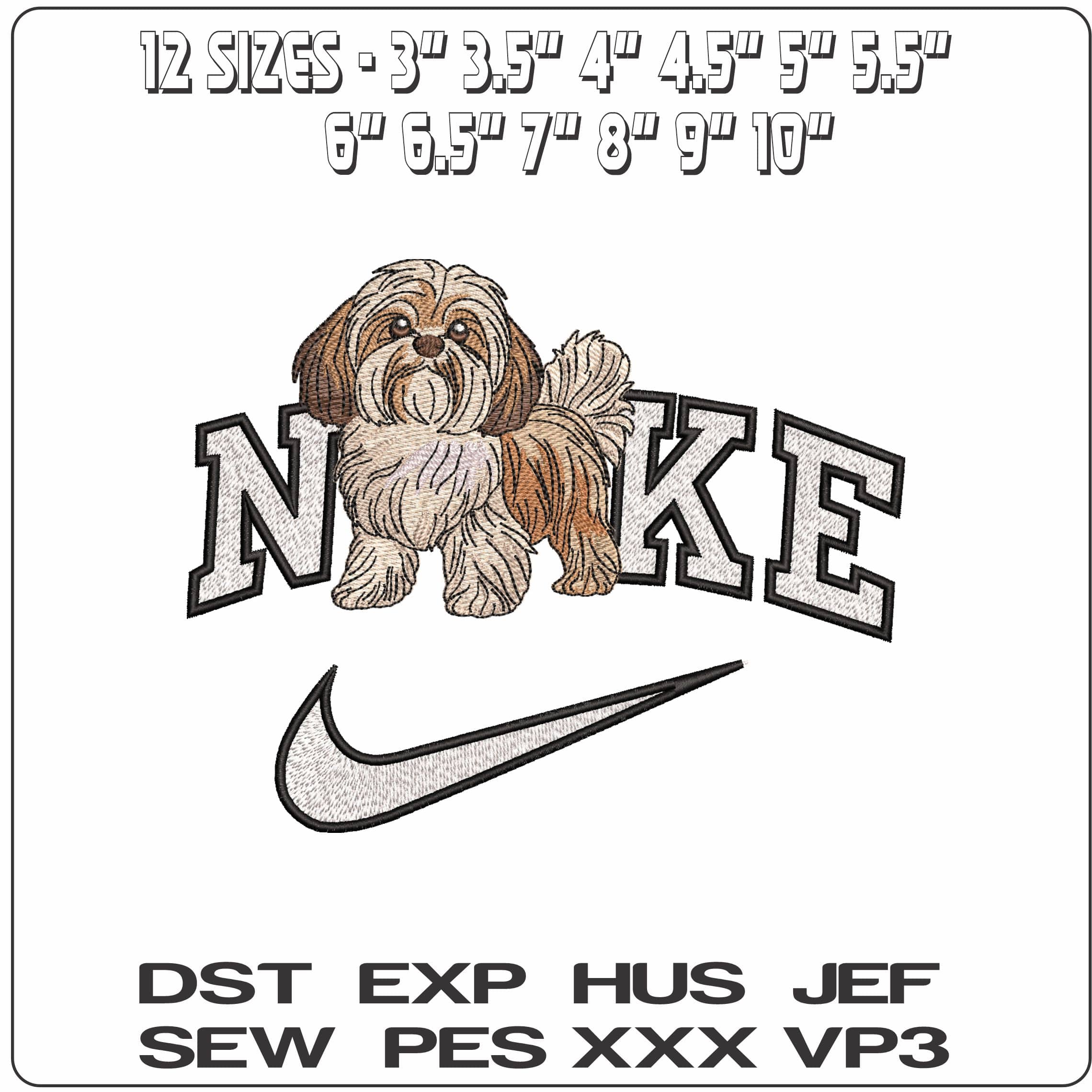 Nike Shitsu Dog- Elegant embroidery design file - instant download — view 2