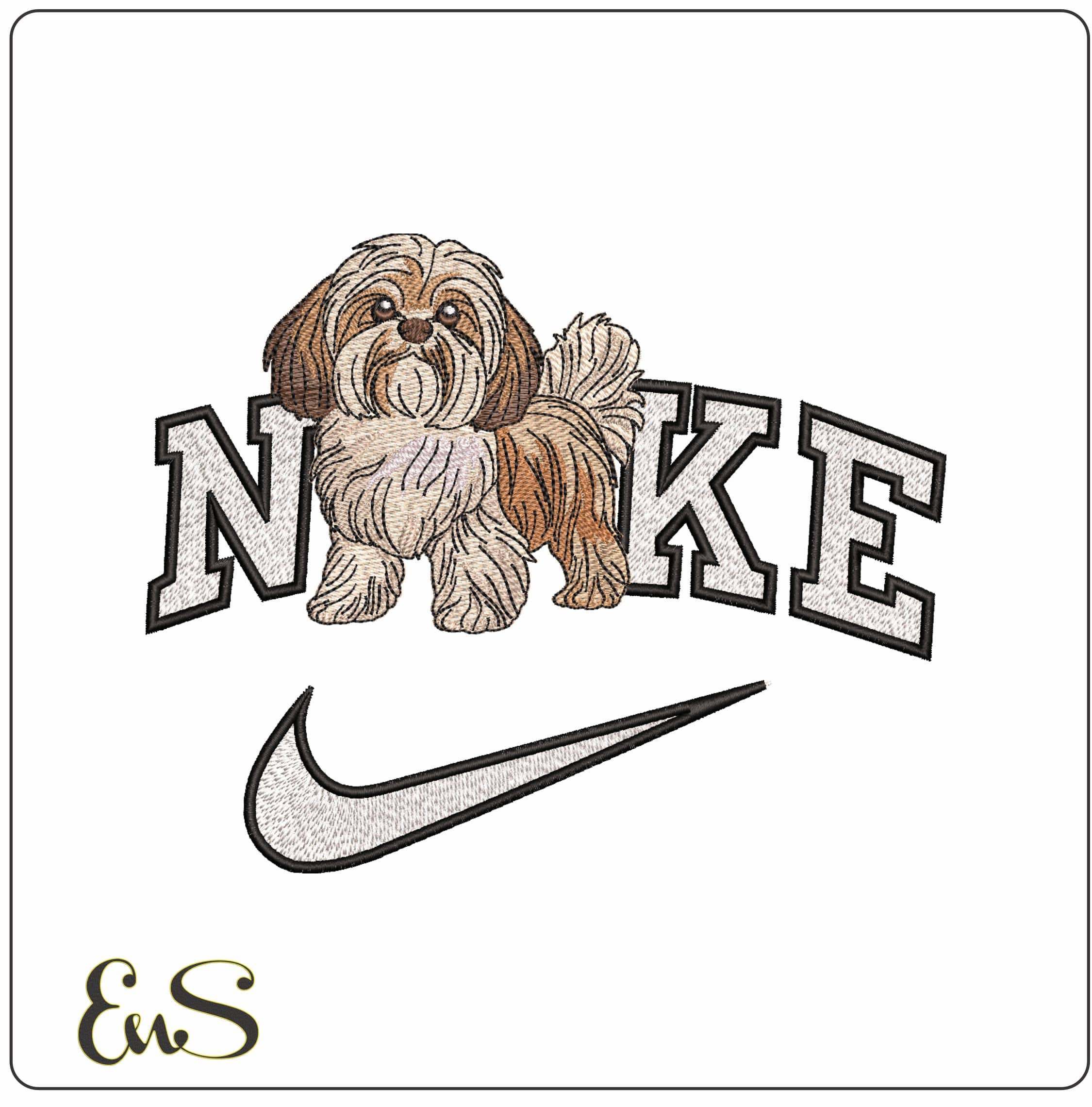Nike Shitsu Dog- Elegant embroidery design file - instant download