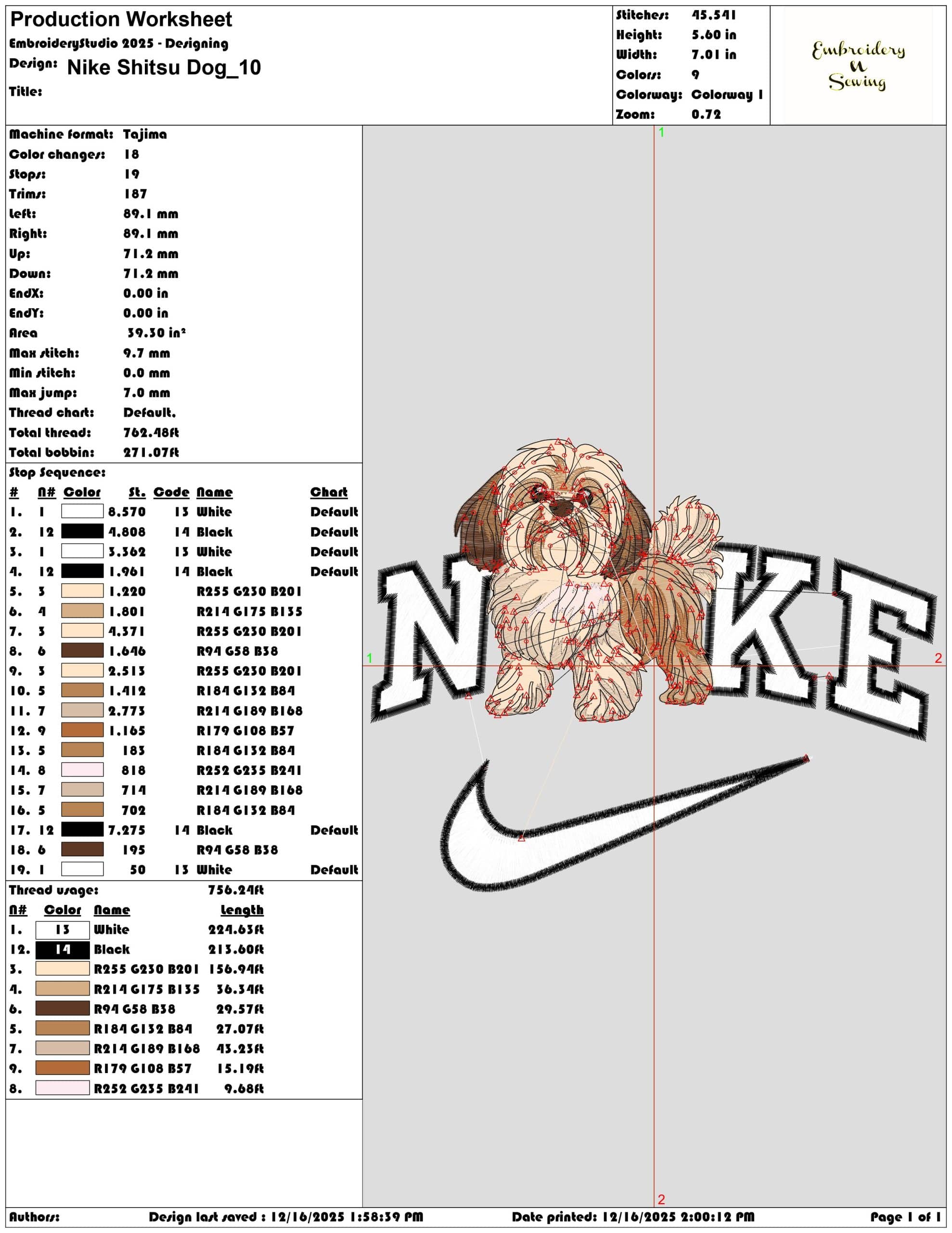 Nike Shitsu Dog- Elegant embroidery design file - instant download — view 3