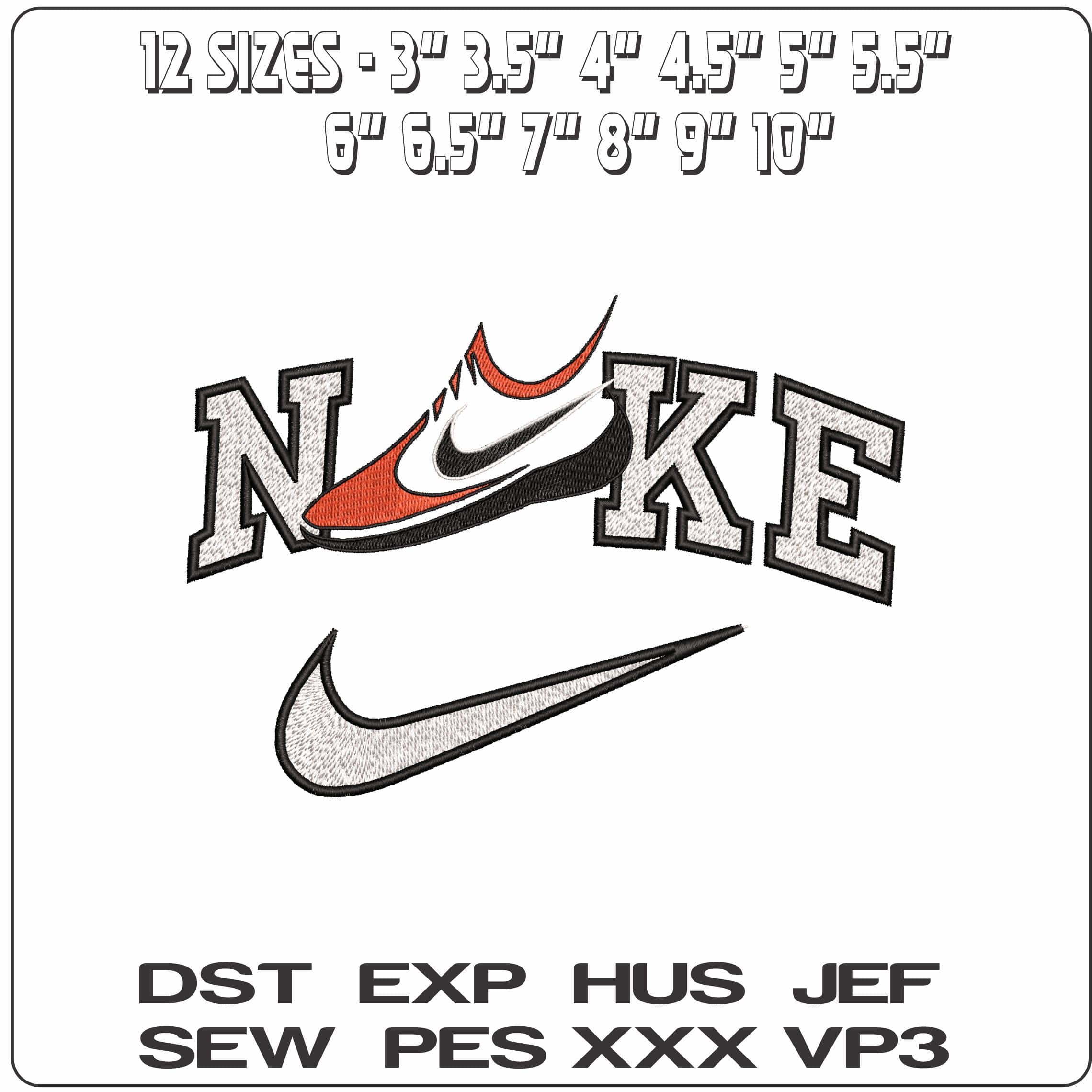 Nike Shoe Swoosh- Elegant embroidery design file - instant download — view 2